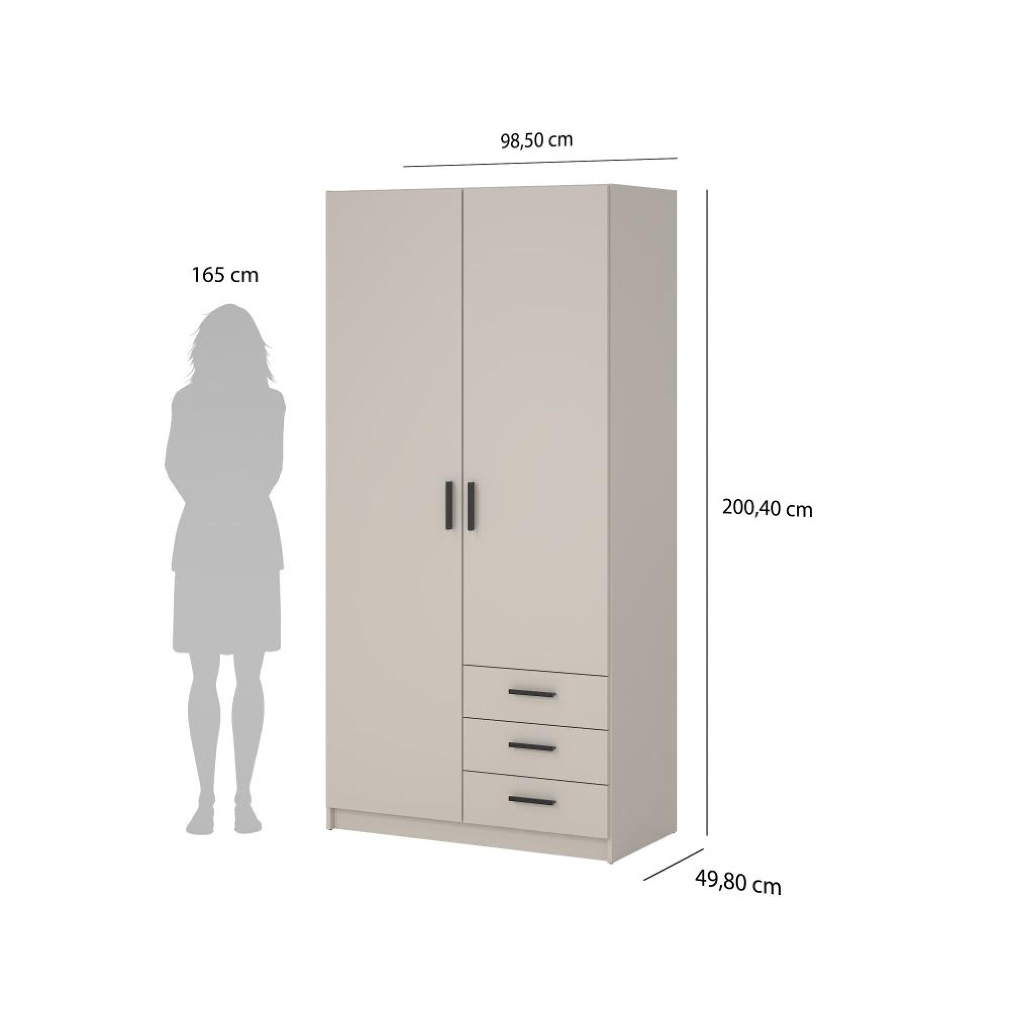 Sprint Wardrobe - 2 Door - 3 Drawer - Cashmere