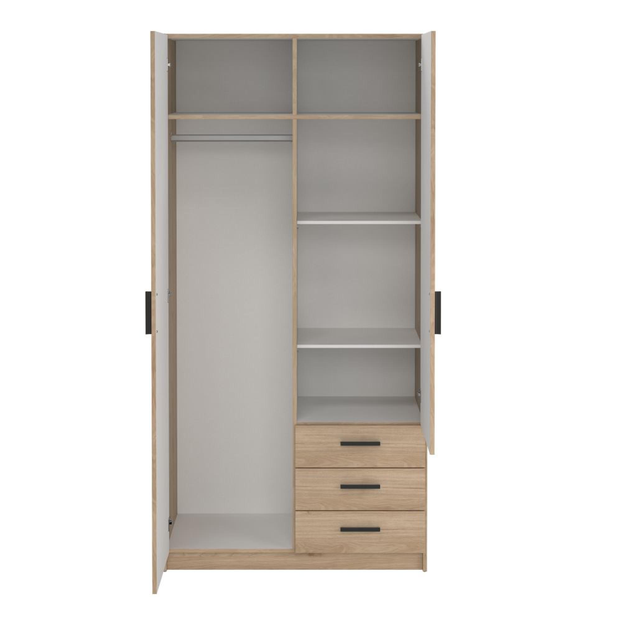 Sprint Wardrobe - 2 Door - 3 Drawer - Jackson Hickory