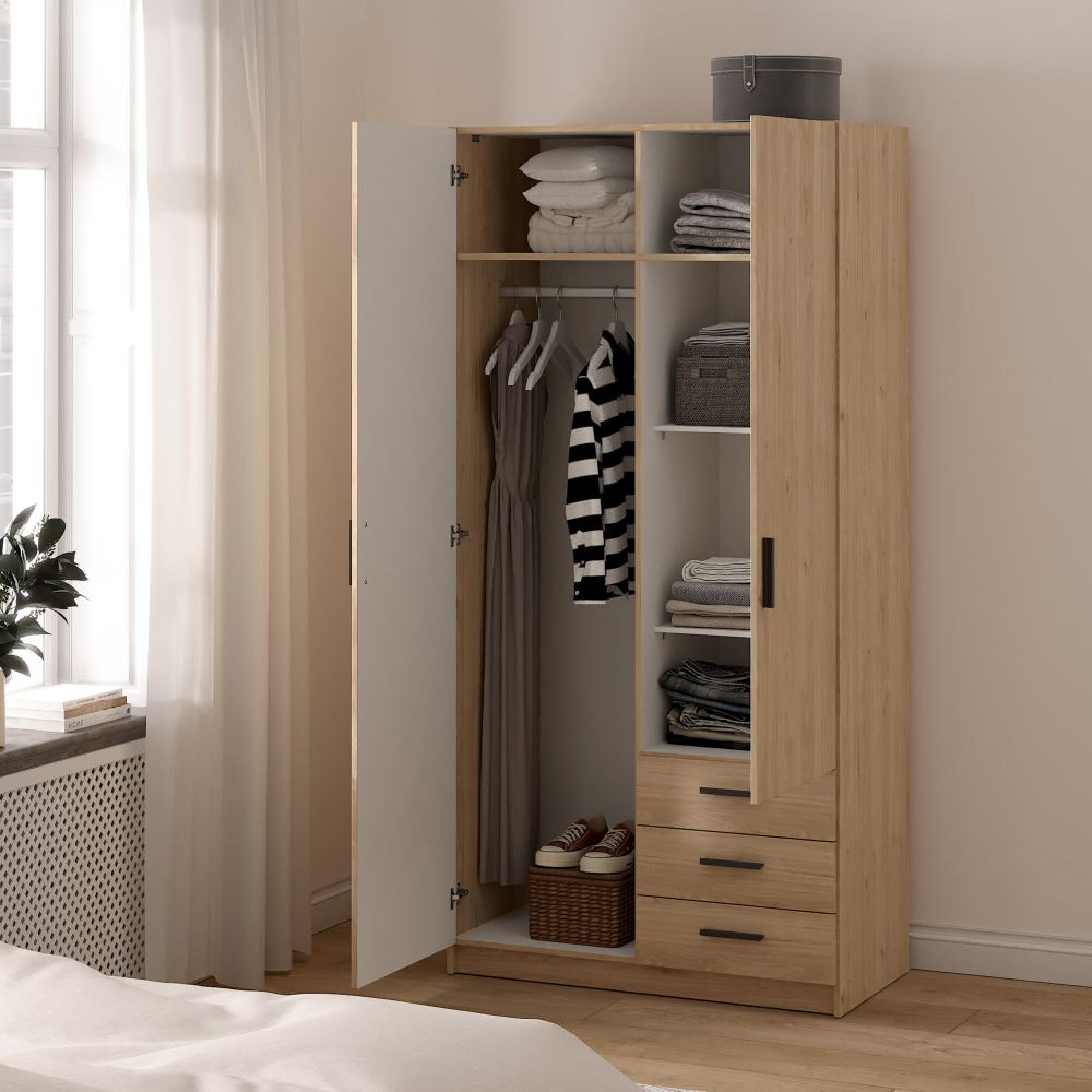 Sprint Wardrobe - 2 Door - 3 Drawer - Jackson Hickory