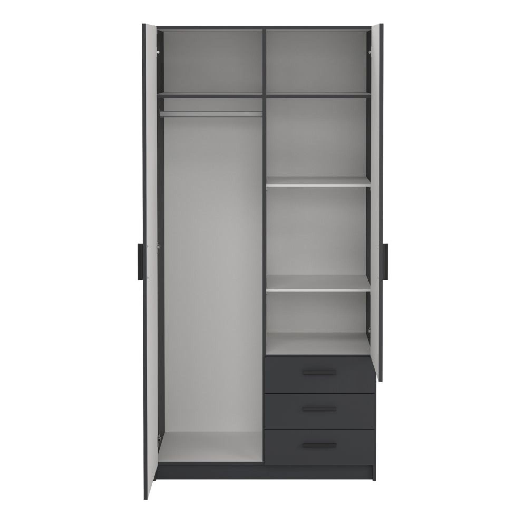 Sprint Wardrobe - 2 Door - 3 Drawer - Matt Grey