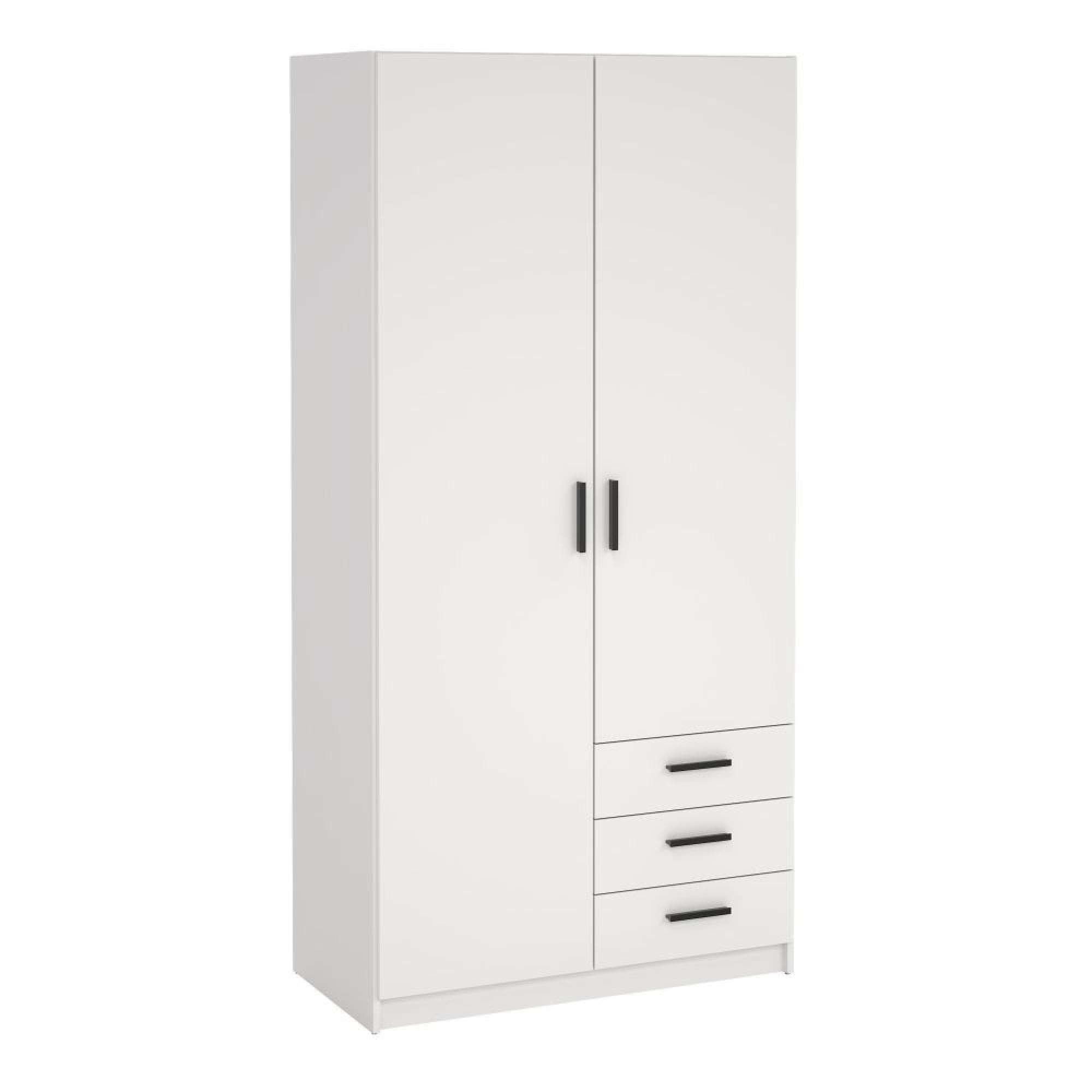 Sprint Wardrobe - 2 Door - 3 Drawer - White