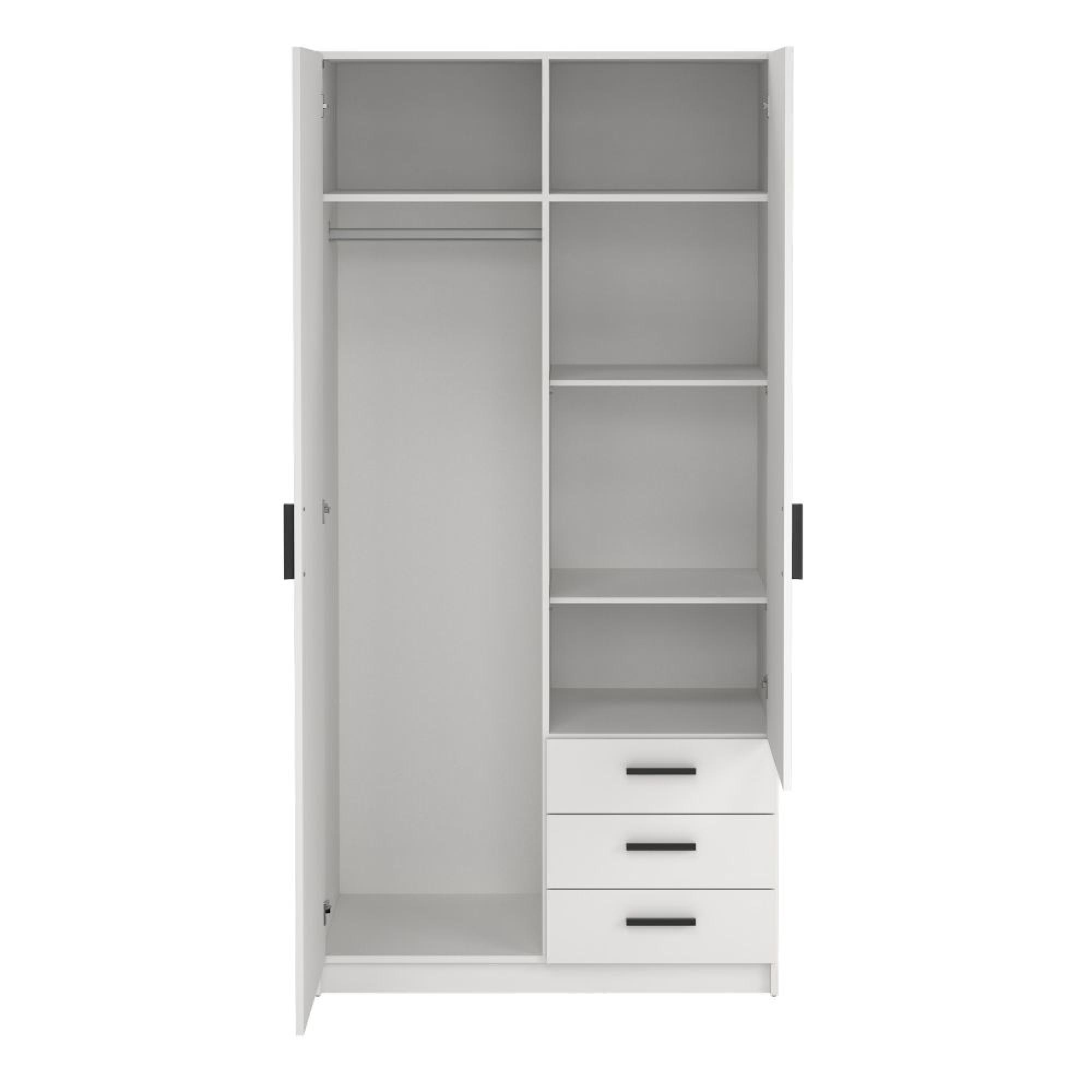 Sprint Wardrobe - 2 Door - 3 Drawer - White