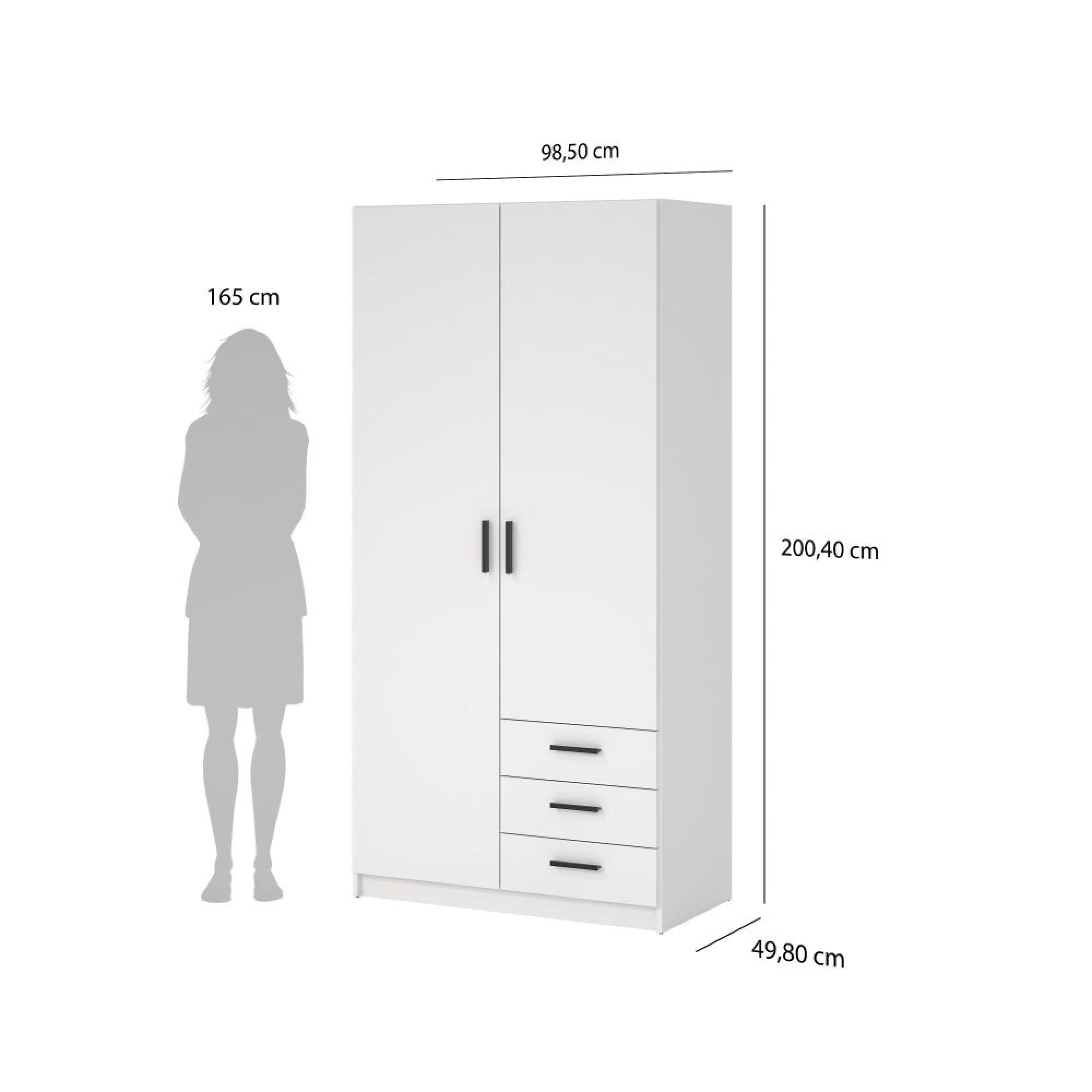 Sprint Wardrobe - 2 Door - 3 Drawer - White