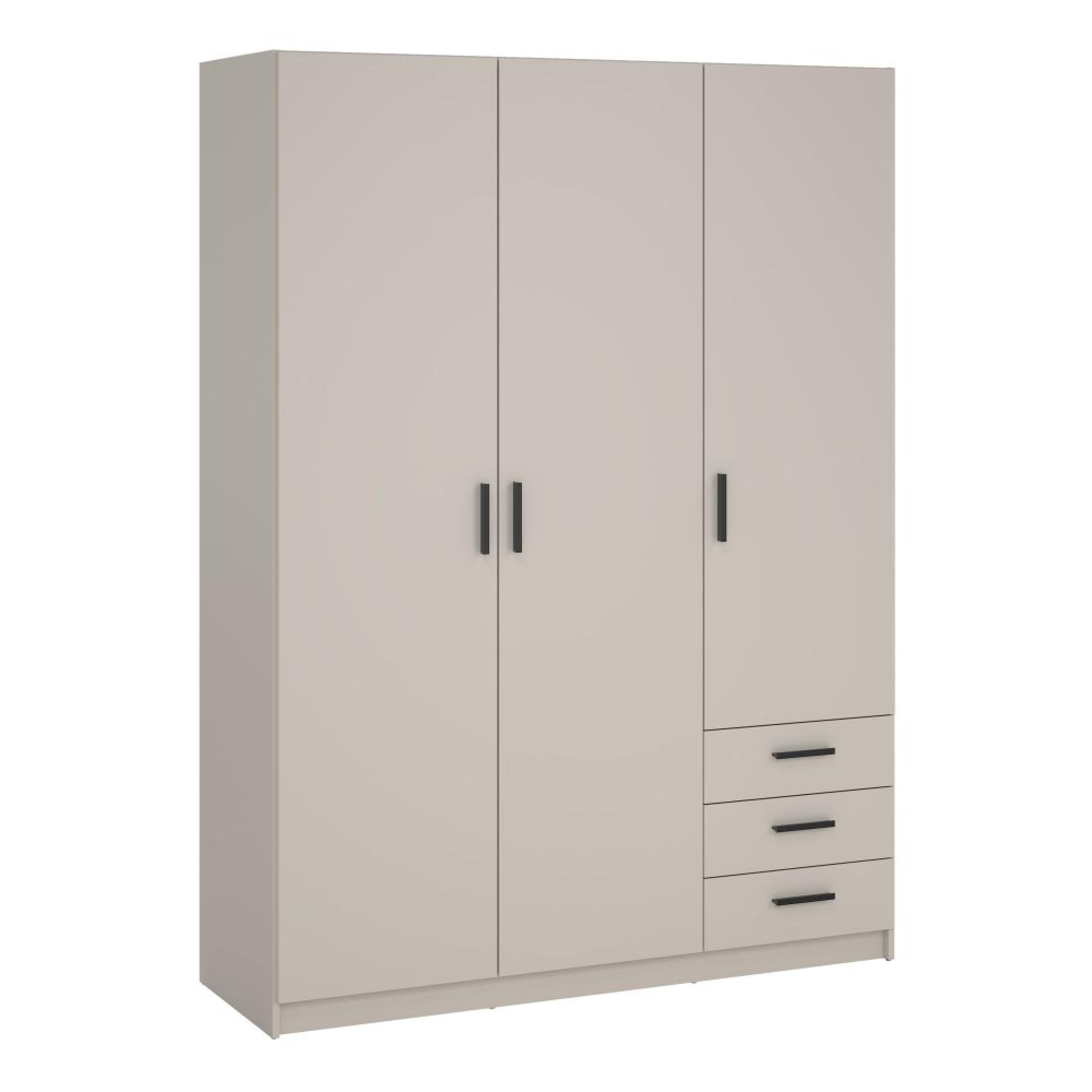 Sprint Wardrobe - 3 Door - 3 Drawer - Cashmere