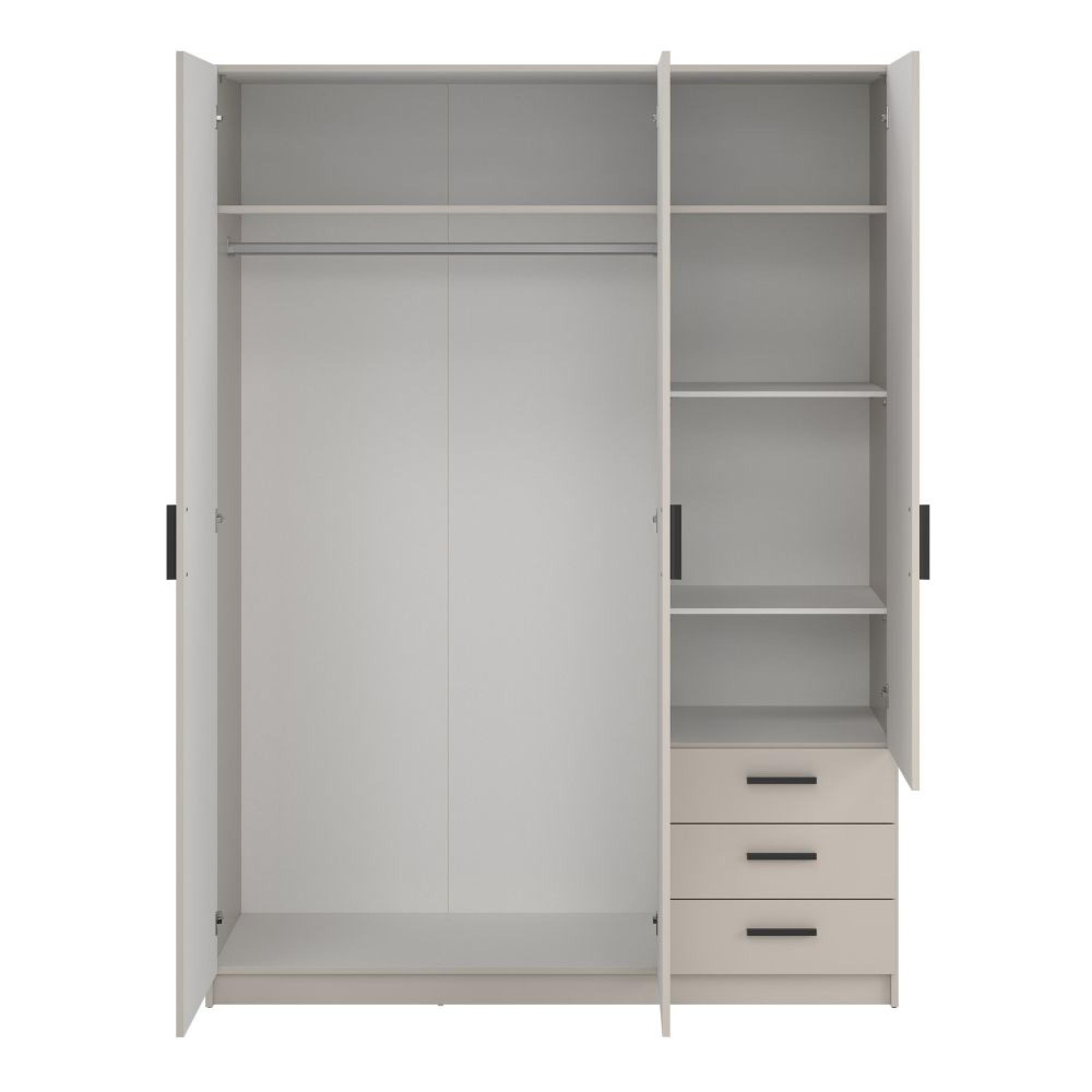 Sprint Wardrobe - 3 Door - 3 Drawer - Cashmere