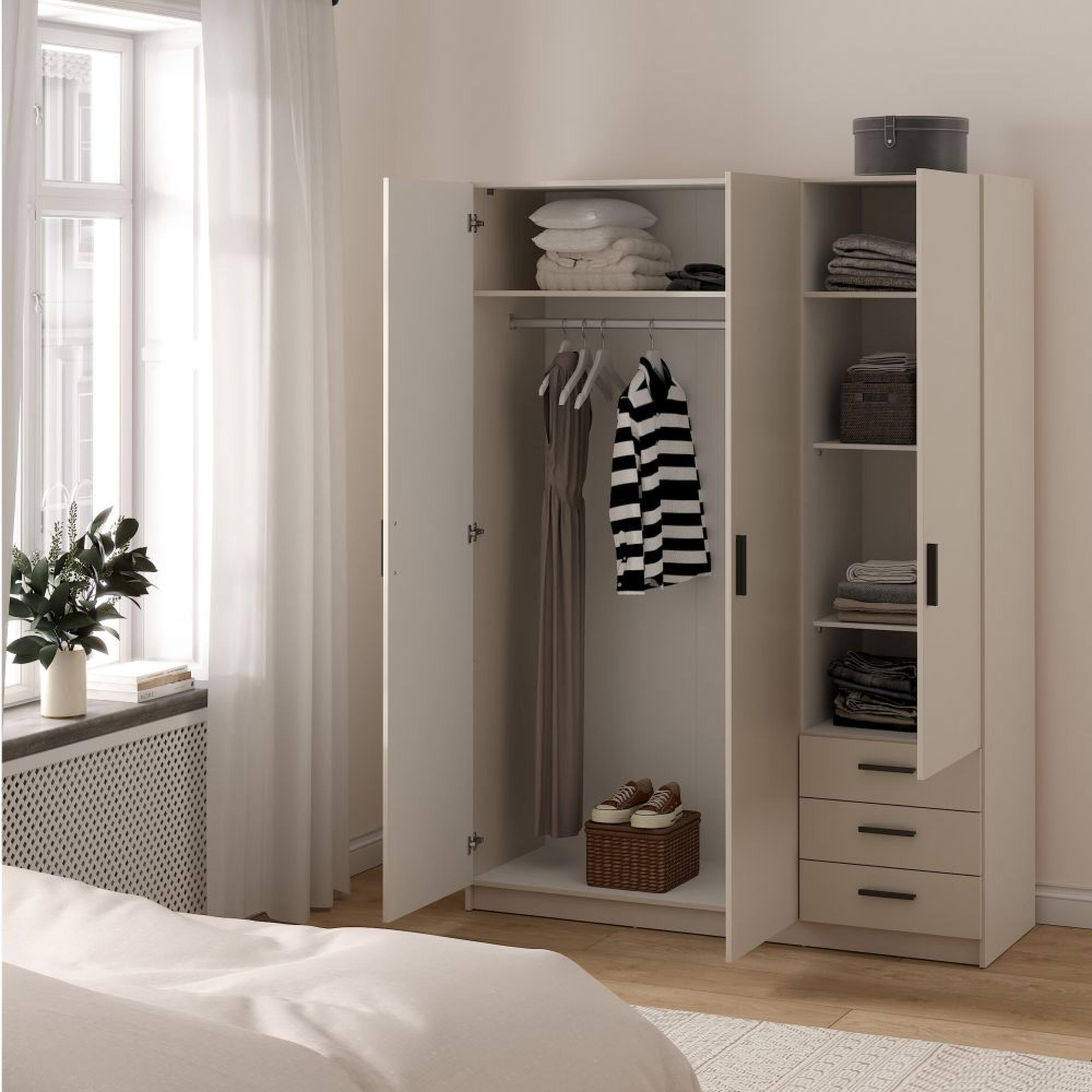 Sprint Wardrobe - 3 Door - 3 Drawer - Cashmere