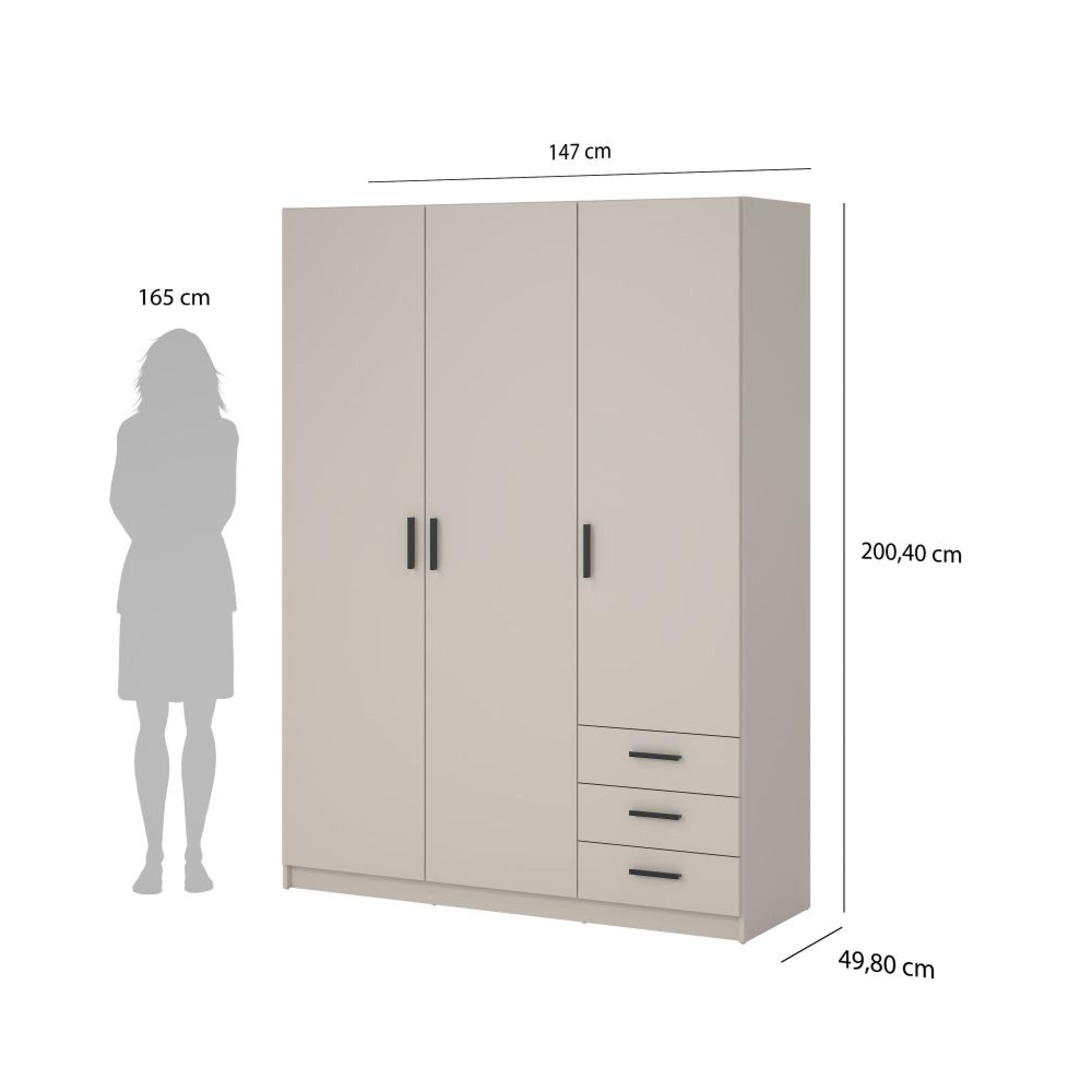 Sprint Wardrobe - 3 Door - 3 Drawer - Cashmere
