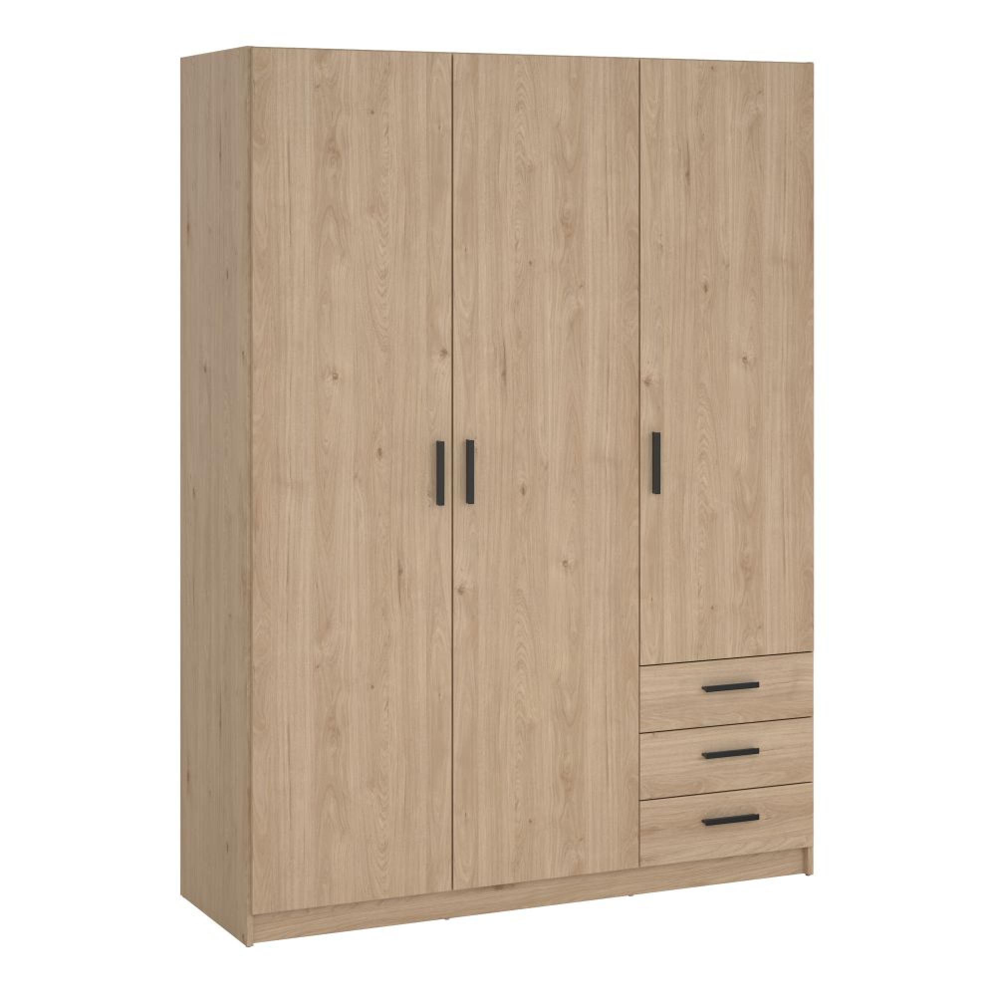 Sprint Wardrobe - 3 Door - 3 Drawer - Jackson Hickory