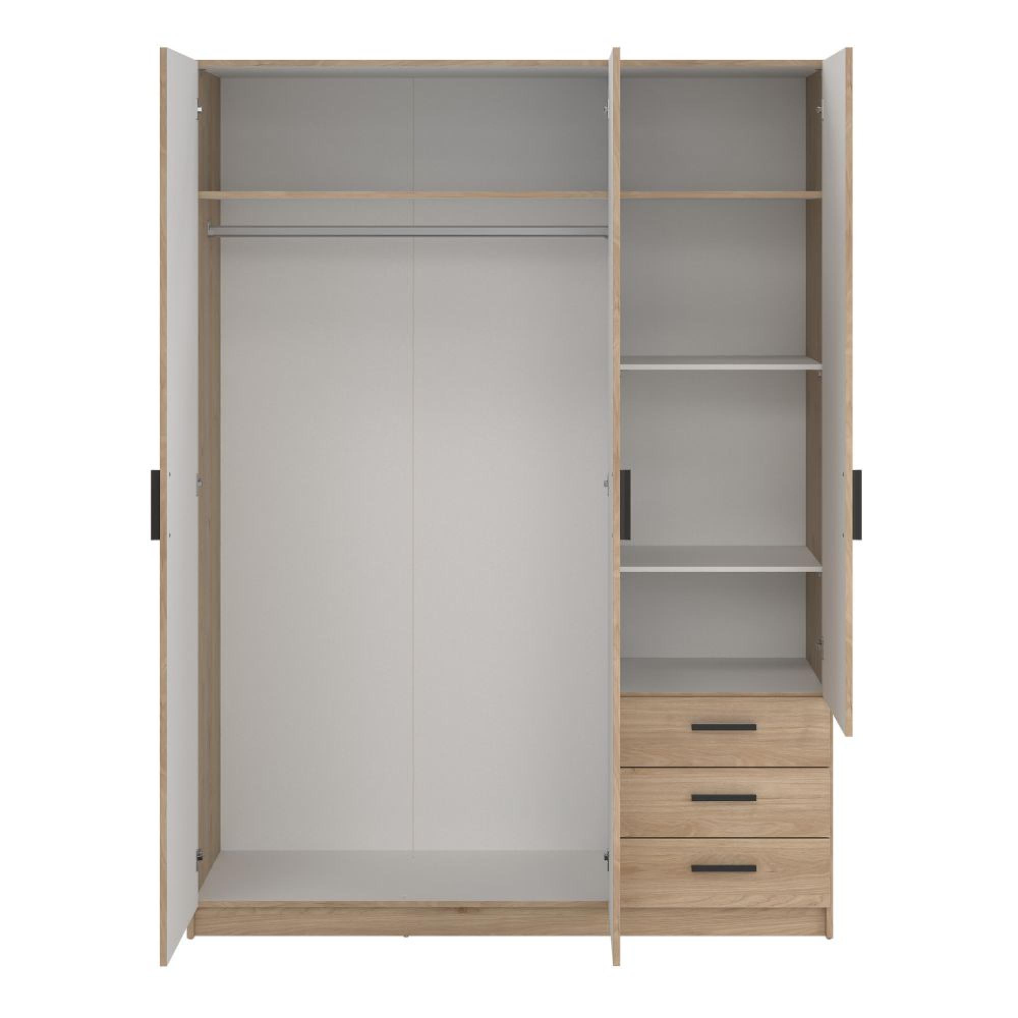 Sprint Wardrobe - 3 Door - 3 Drawer - Jackson Hickory