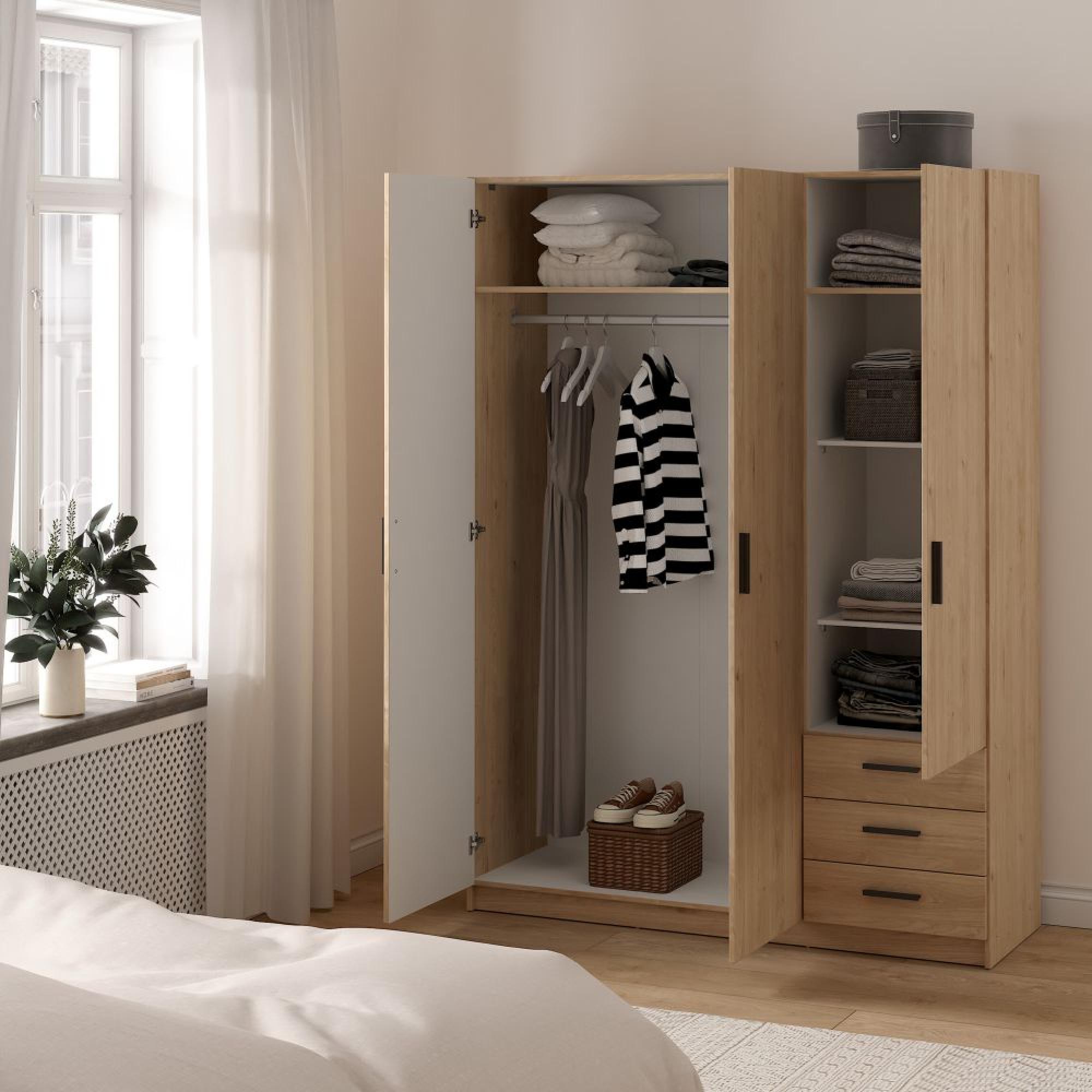 Sprint Wardrobe - 3 Door - 3 Drawer - Jackson Hickory