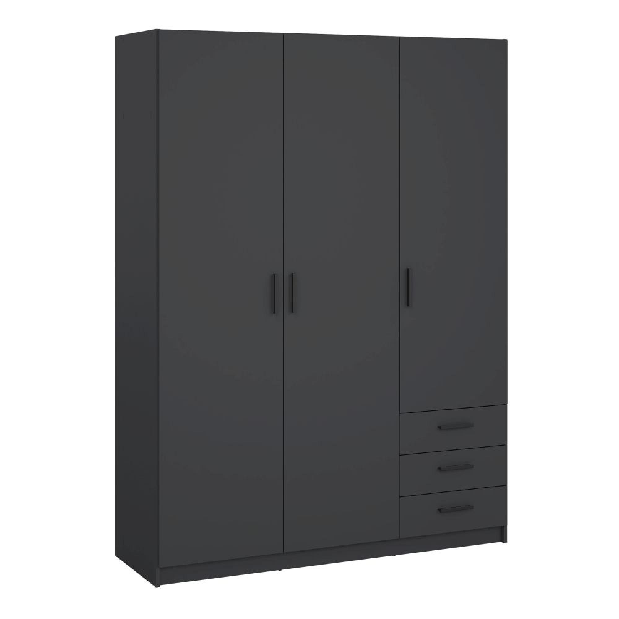 Sprint Wardrobe - 3 Door - 3 Drawer - Matt Grey