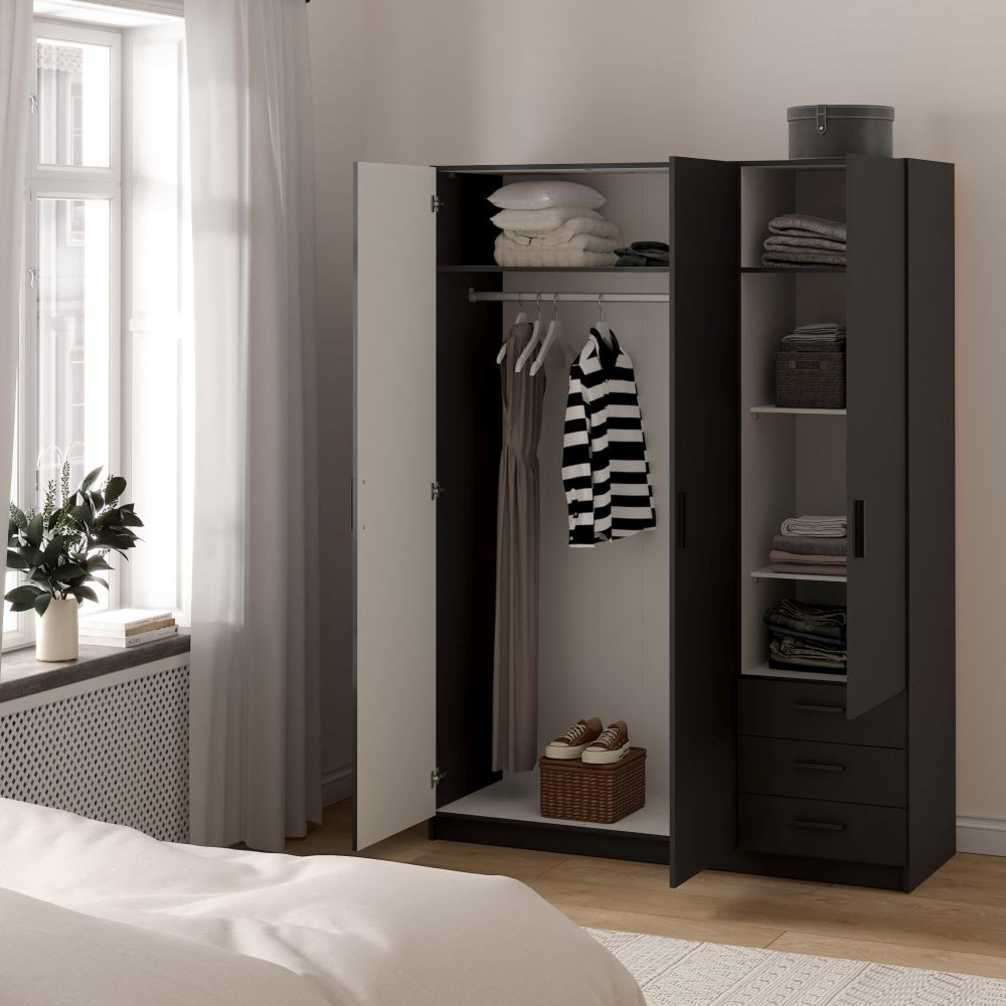 Sprint Wardrobe - 3 Door - 3 Drawer - Matt Grey