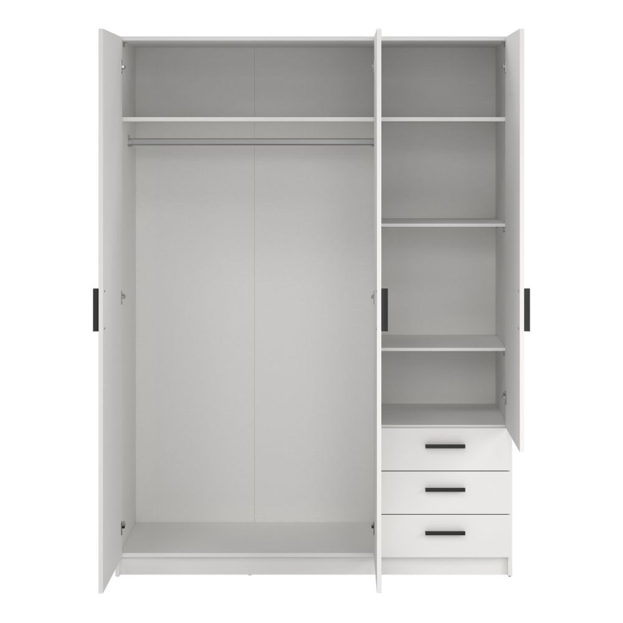 Sprint Wardrobe - 3 Door - 3 Drawer - White