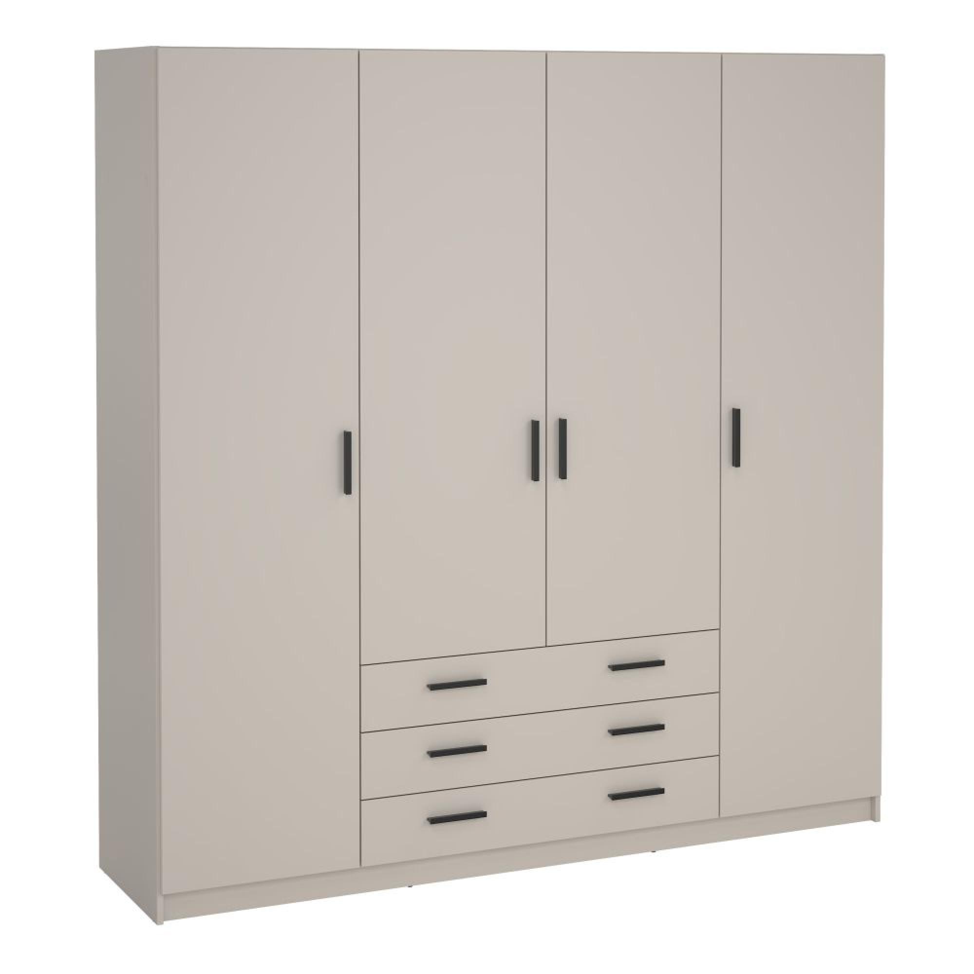 Sprint Wardrobe - 4 Door - 3 Drawer - Cashmere