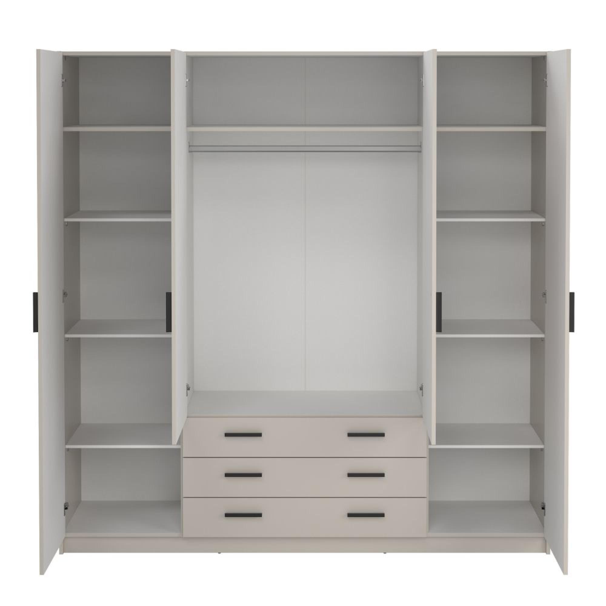 Sprint Wardrobe - 4 Door - 3 Drawer - Cashmere
