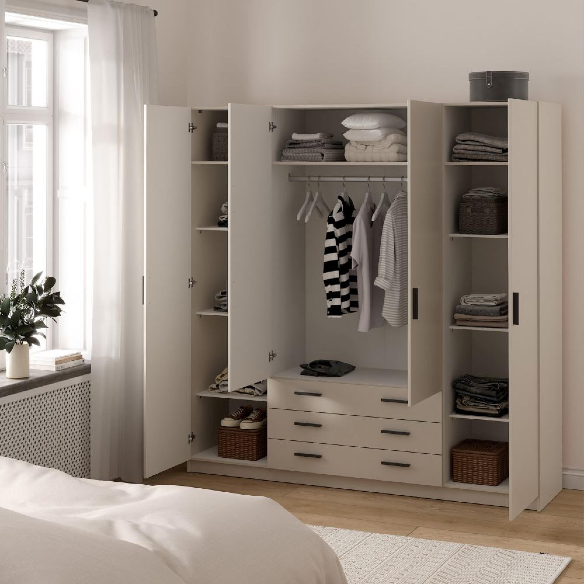 Sprint Wardrobe - 4 Door - 3 Drawer - Cashmere