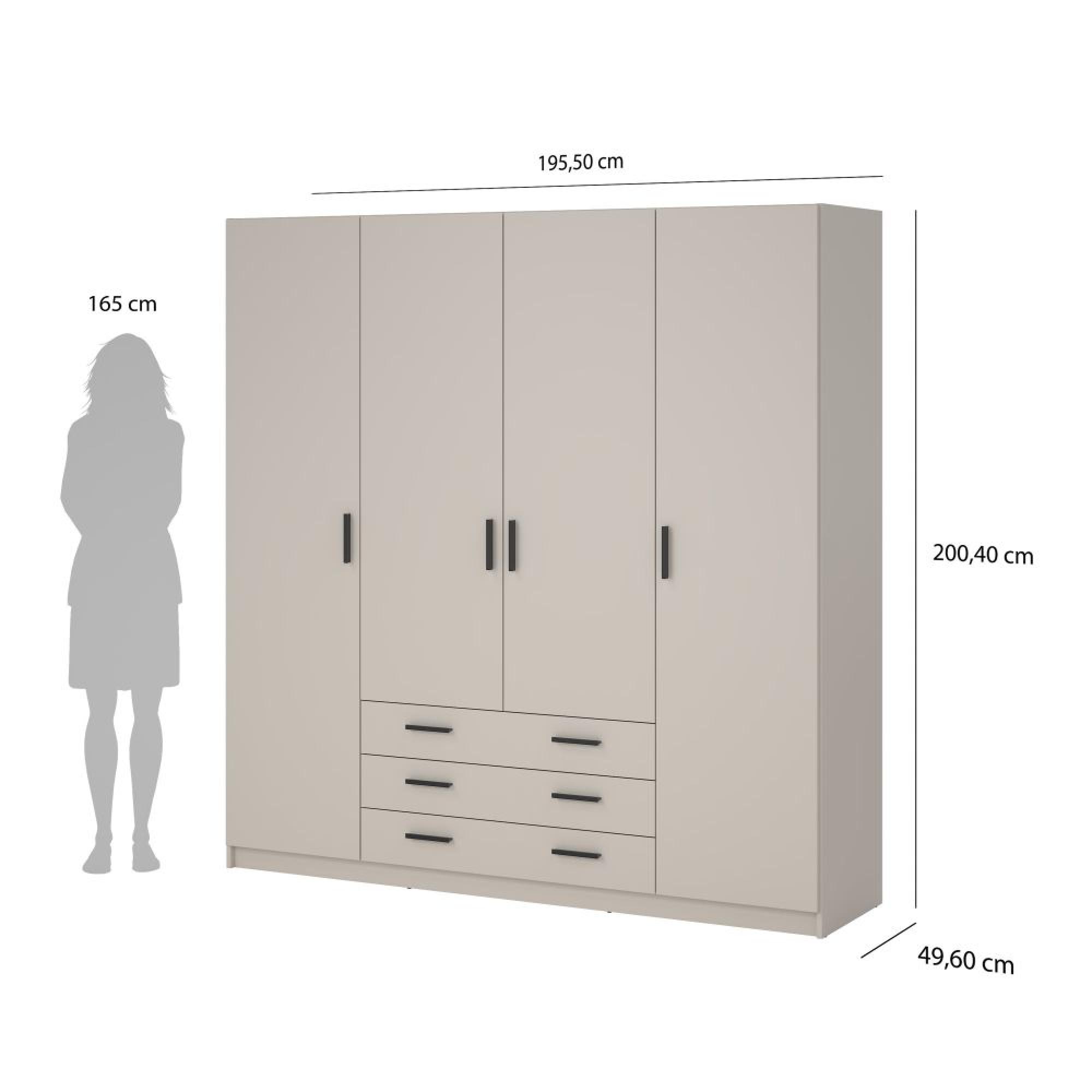 Sprint Wardrobe - 4 Door - 3 Drawer - Cashmere