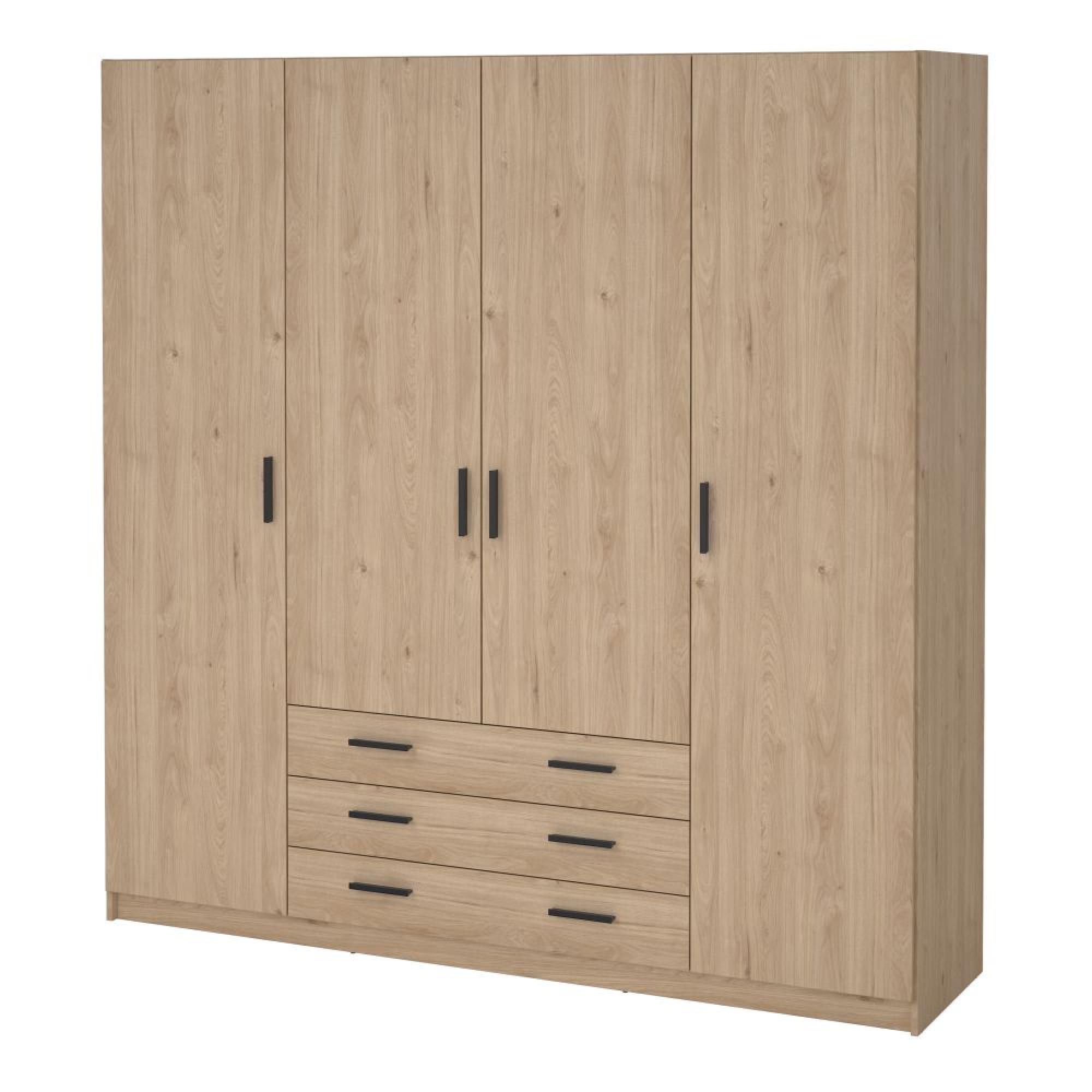 Sprint Wardrobe - 4 Door - 3 Drawer - Jackson Hickory