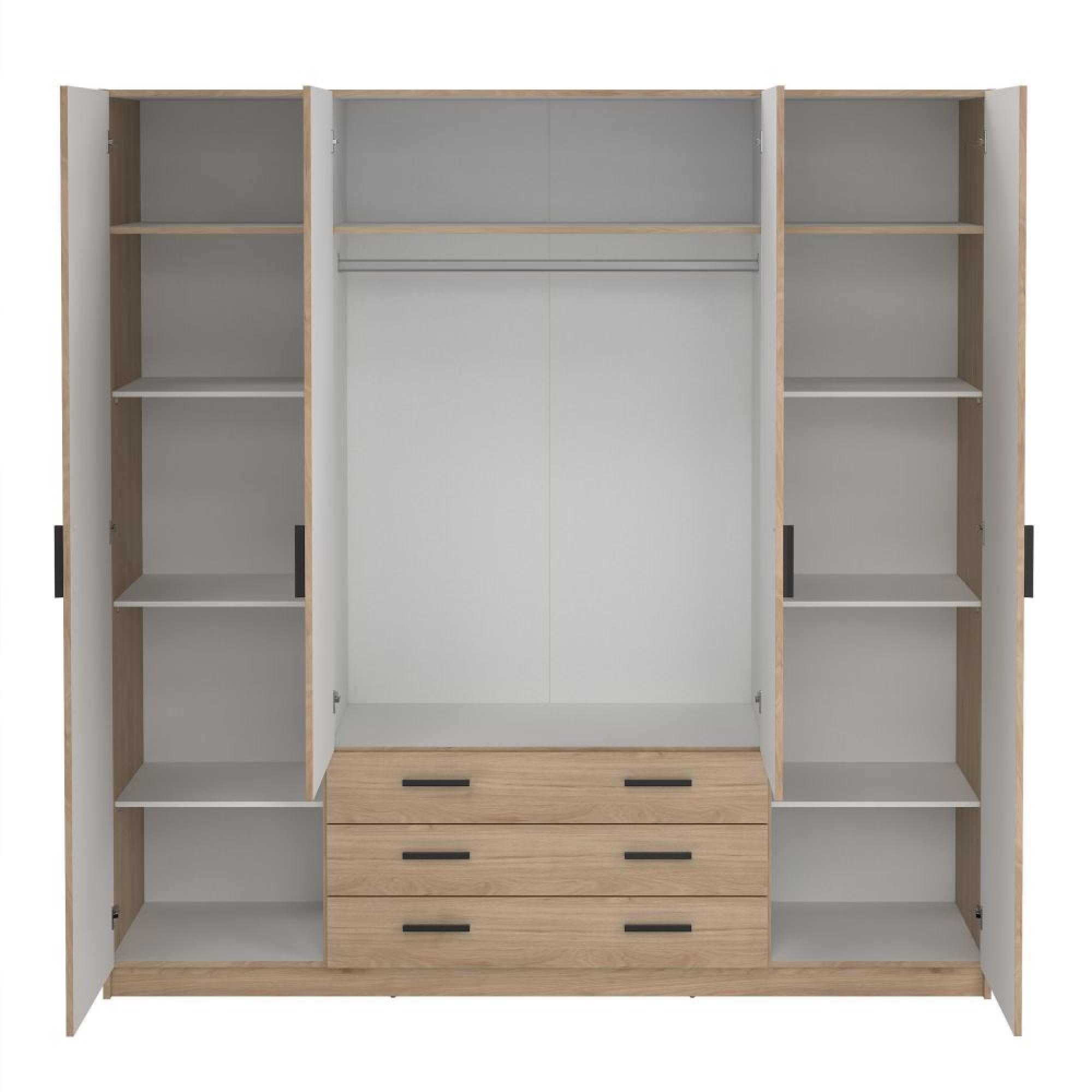Sprint Wardrobe - 4 Door - 3 Drawer - Jackson Hickory