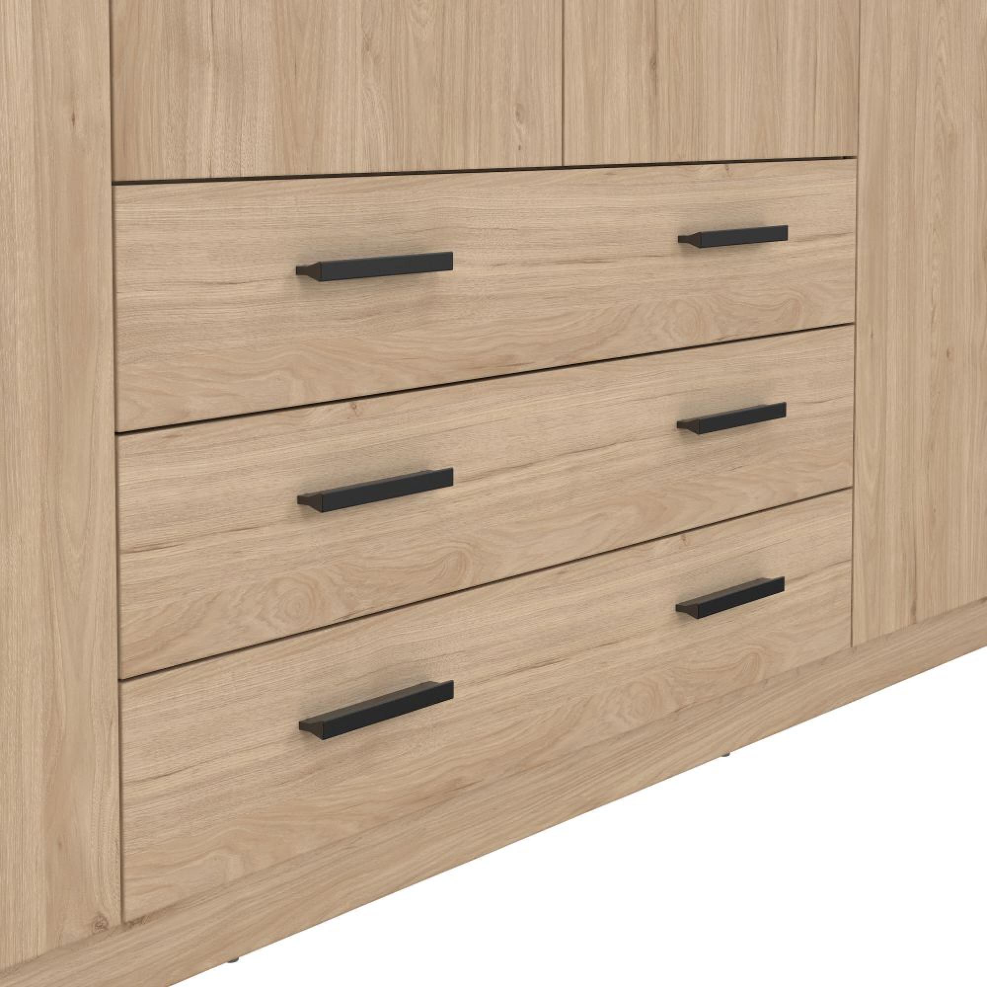 Sprint Wardrobe - 4 Door - 3 Drawer - Jackson Hickory