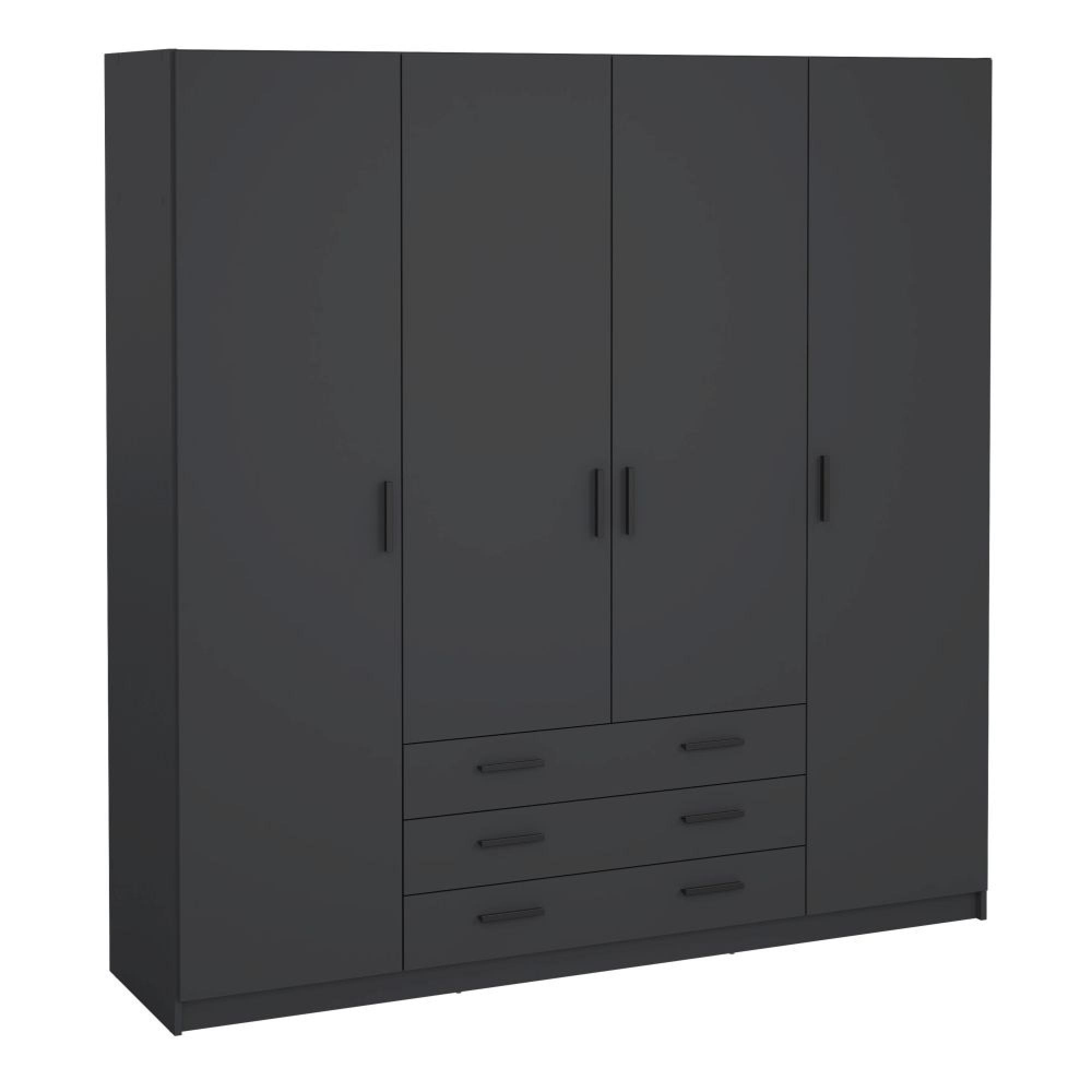 Sprint Wardrobe - 4 Door - 3 Drawer - Matt Grey