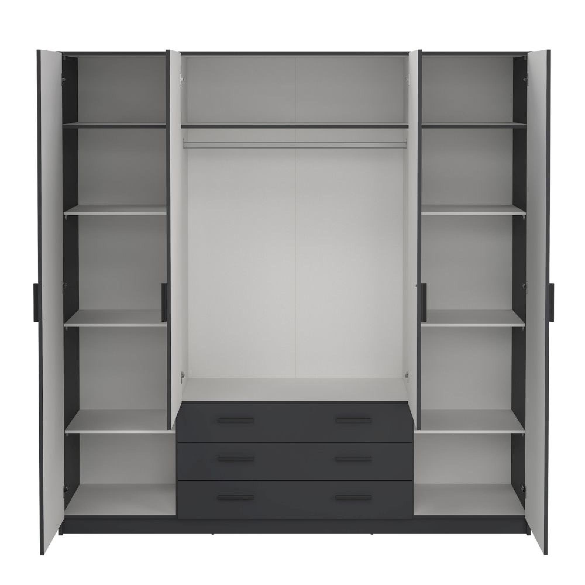 Sprint Wardrobe - 4 Door - 3 Drawer - Matt Grey