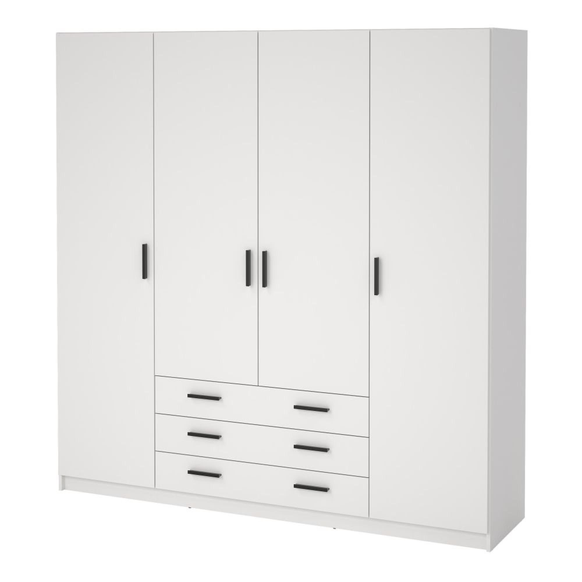 Sprint Wardrobe - 4 Door - 3 Drawer - White