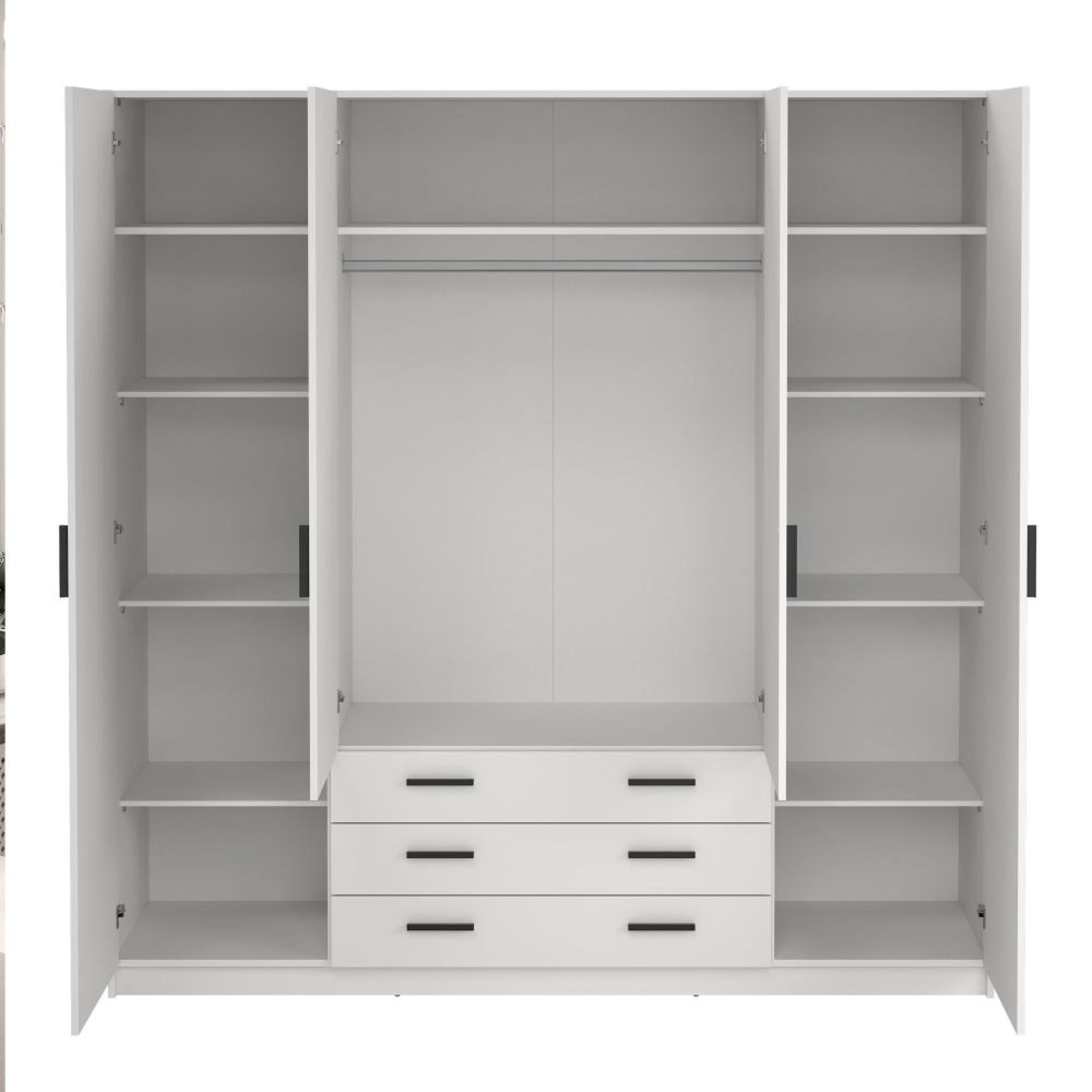 Sprint Wardrobe - 4 Door - 3 Drawer - White