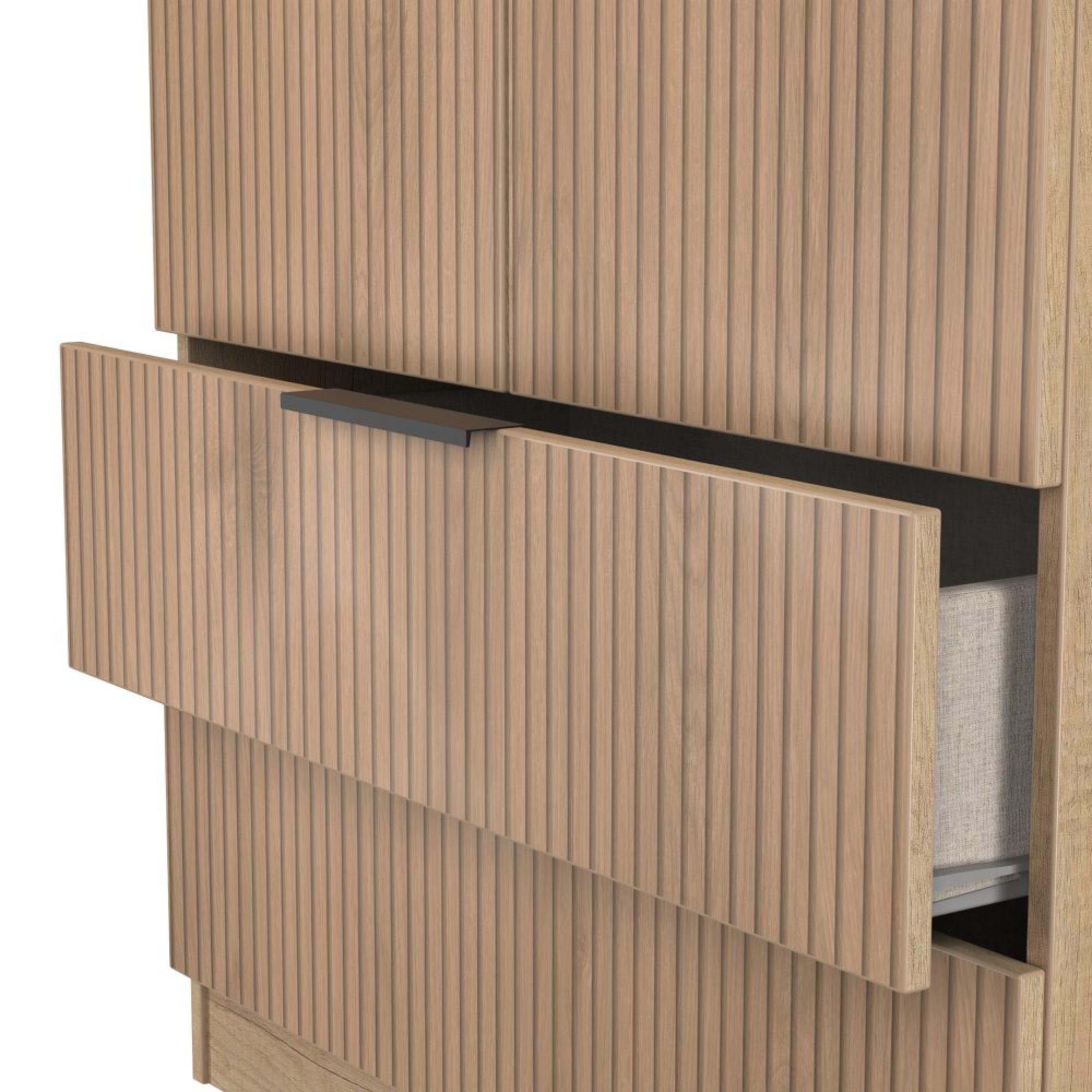 Java Fluted Wardrobe - 2 Door - 2 Drawer - Natural and Nebraska