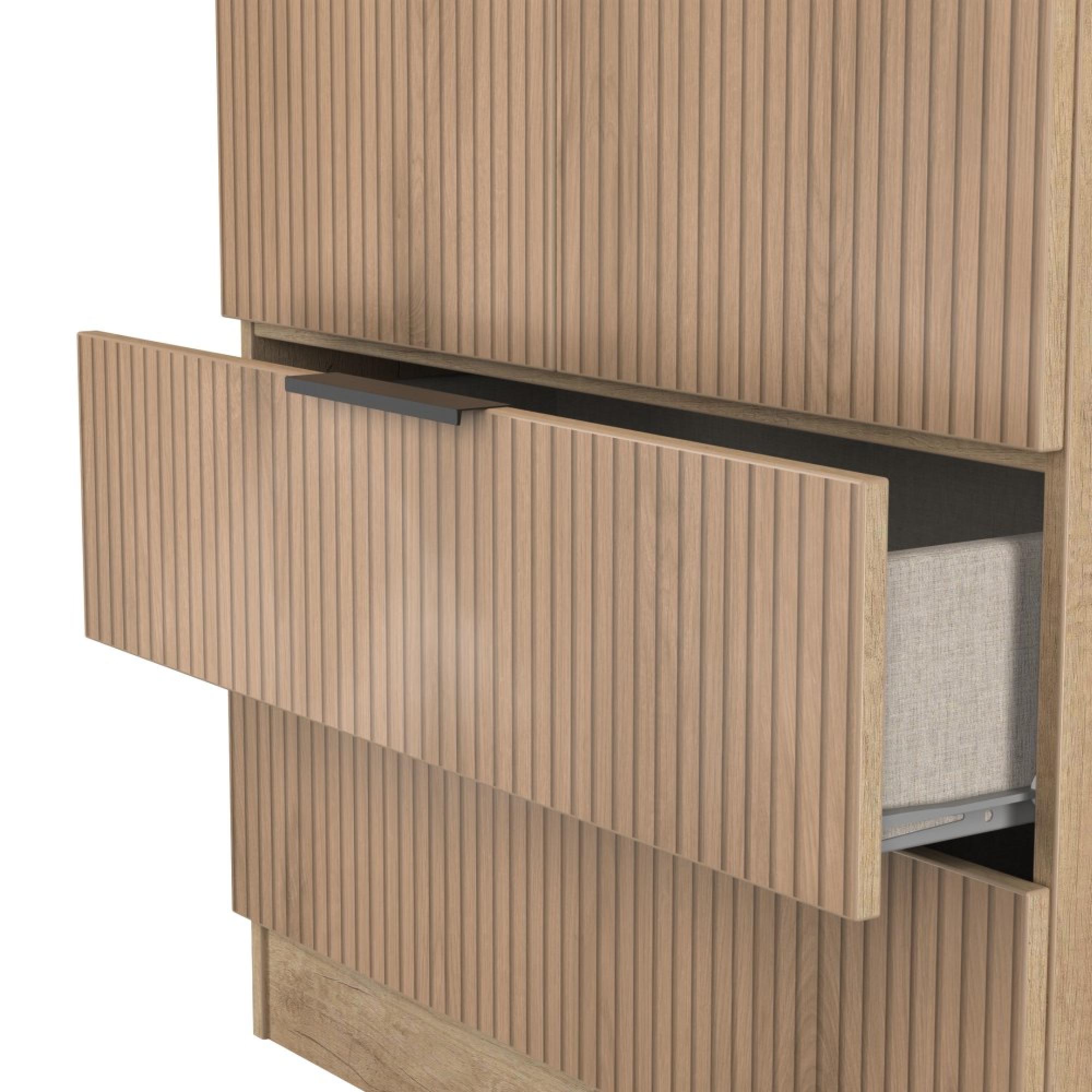 Java Fluted Wardrobe - 2 Door - 2 Drawer - Tall Robe - Natural and Nebraska