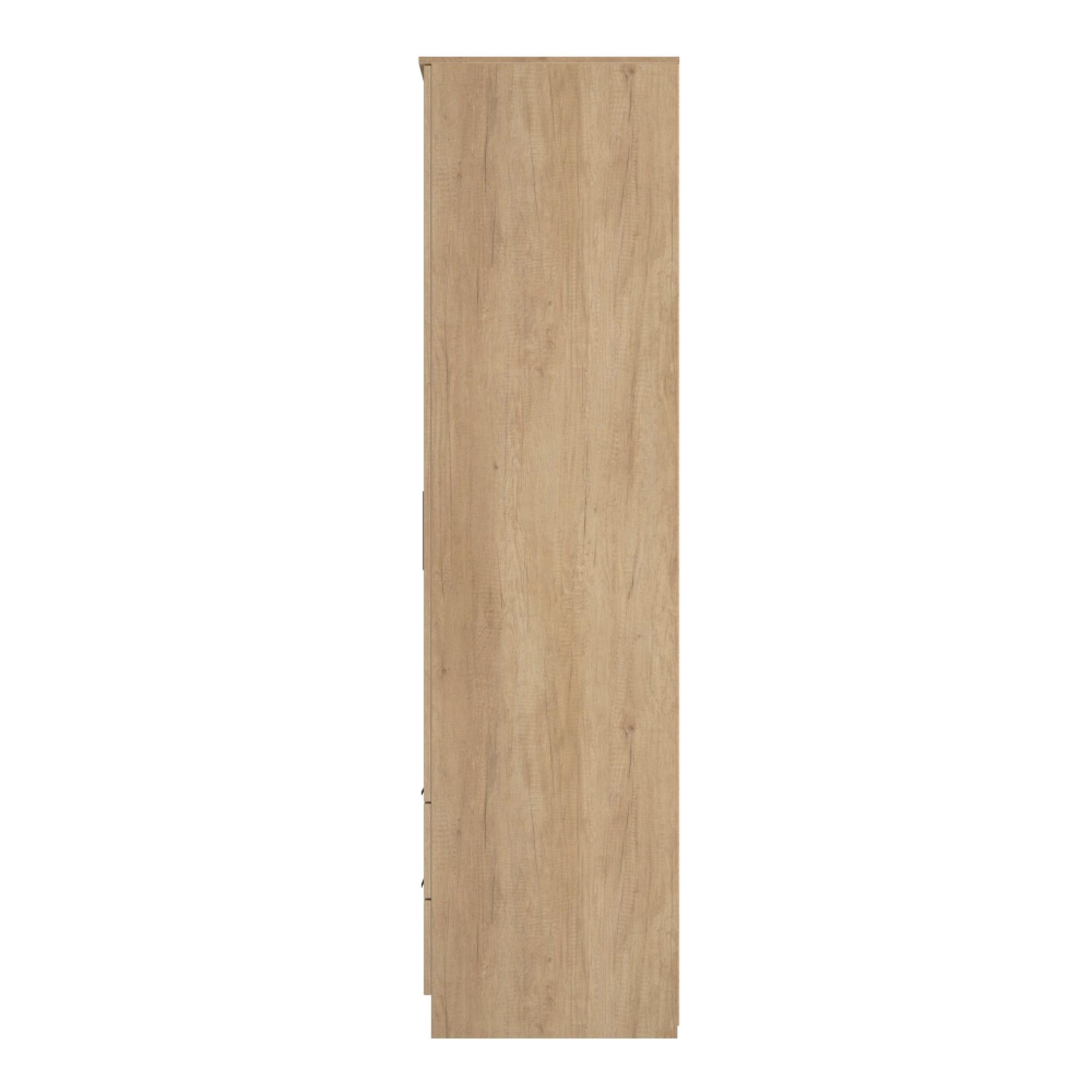 Java Fluted Wardrobe - 2 Door - 2 Drawer - Tall Robe - Natural and Nebraska