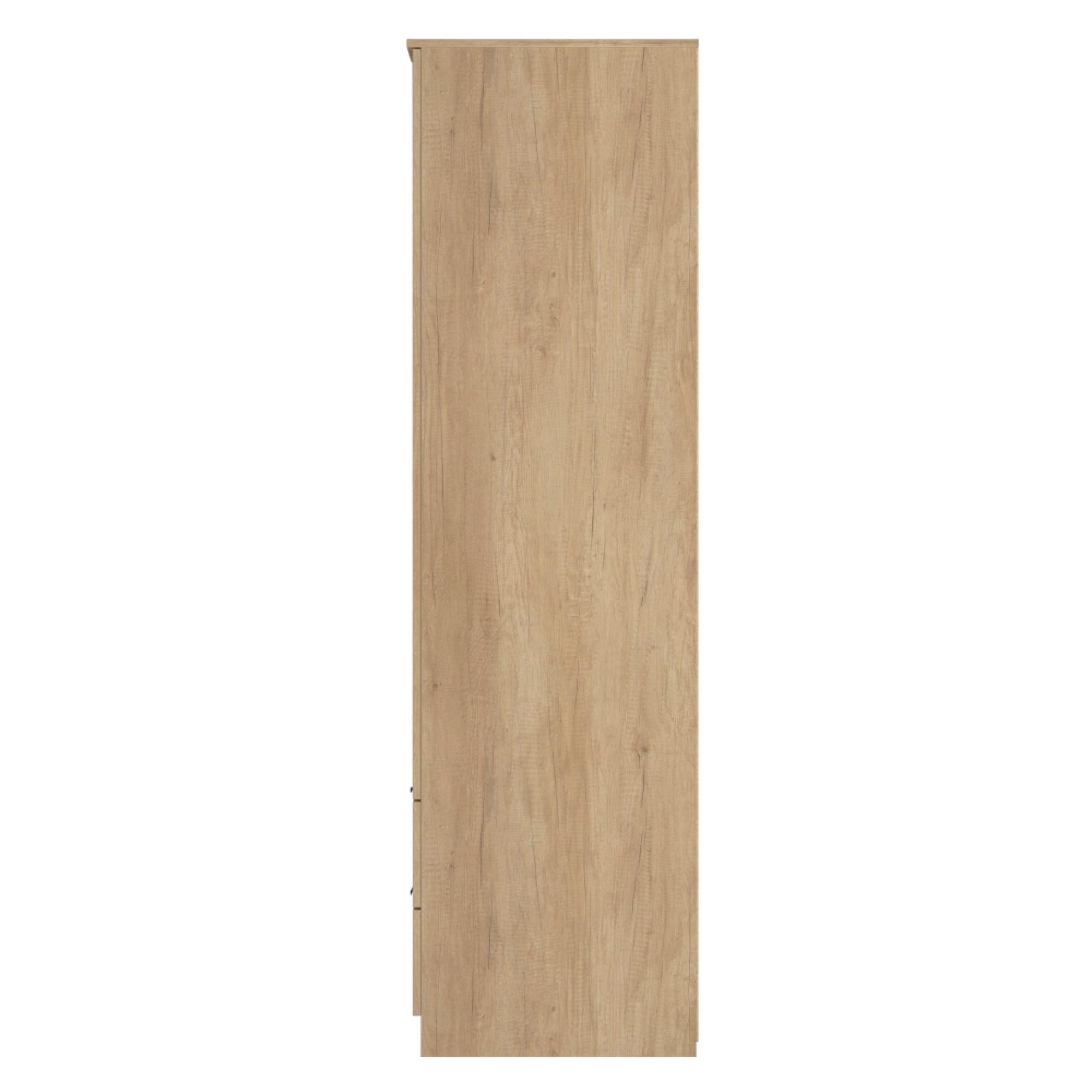 Java Fluted Wardrobe - 2 Door - Combi - 1 Mirror - Natural and Nebraska
