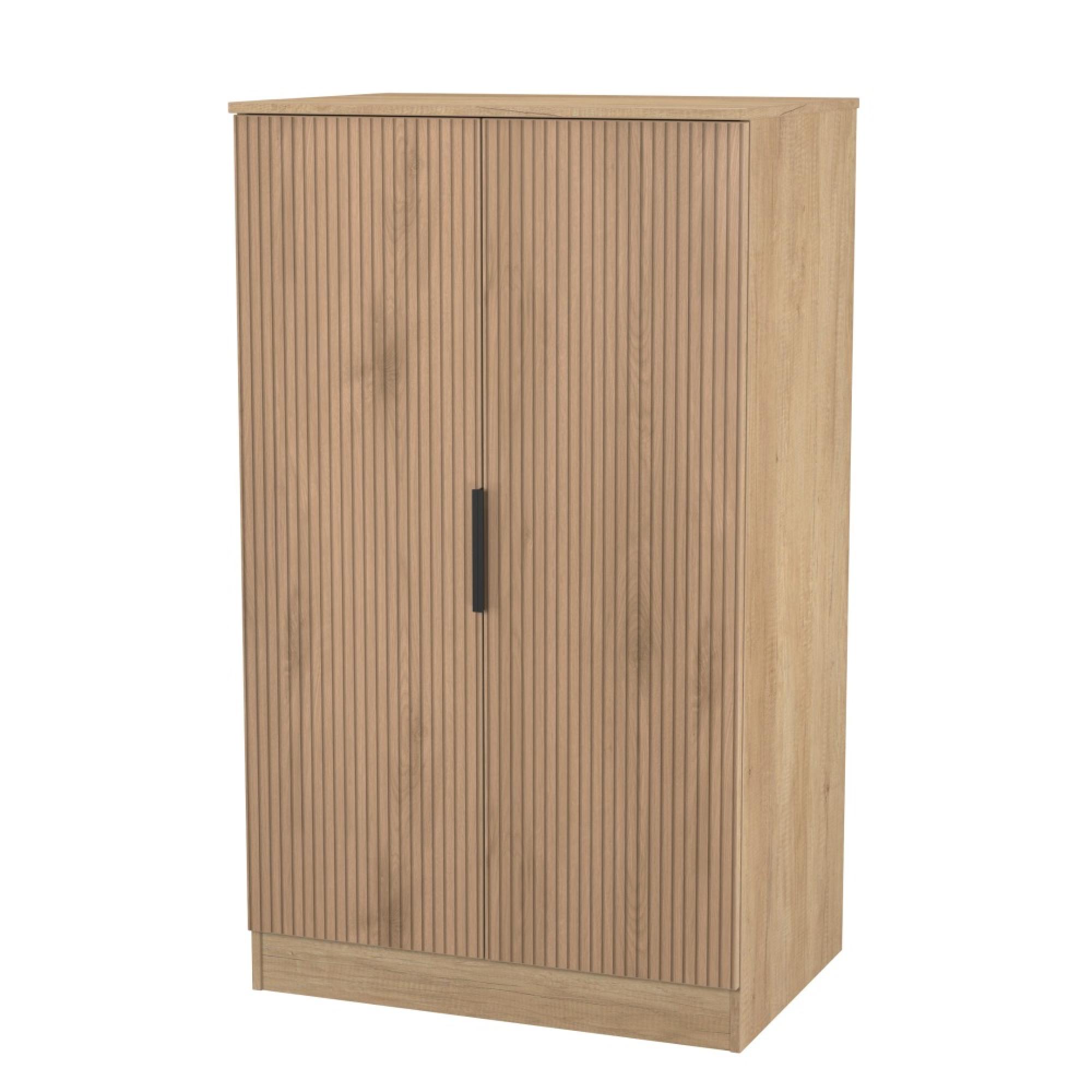 Java Fluted Wardrobe - 2 Door - Plain Midi - Natural and Nebraska