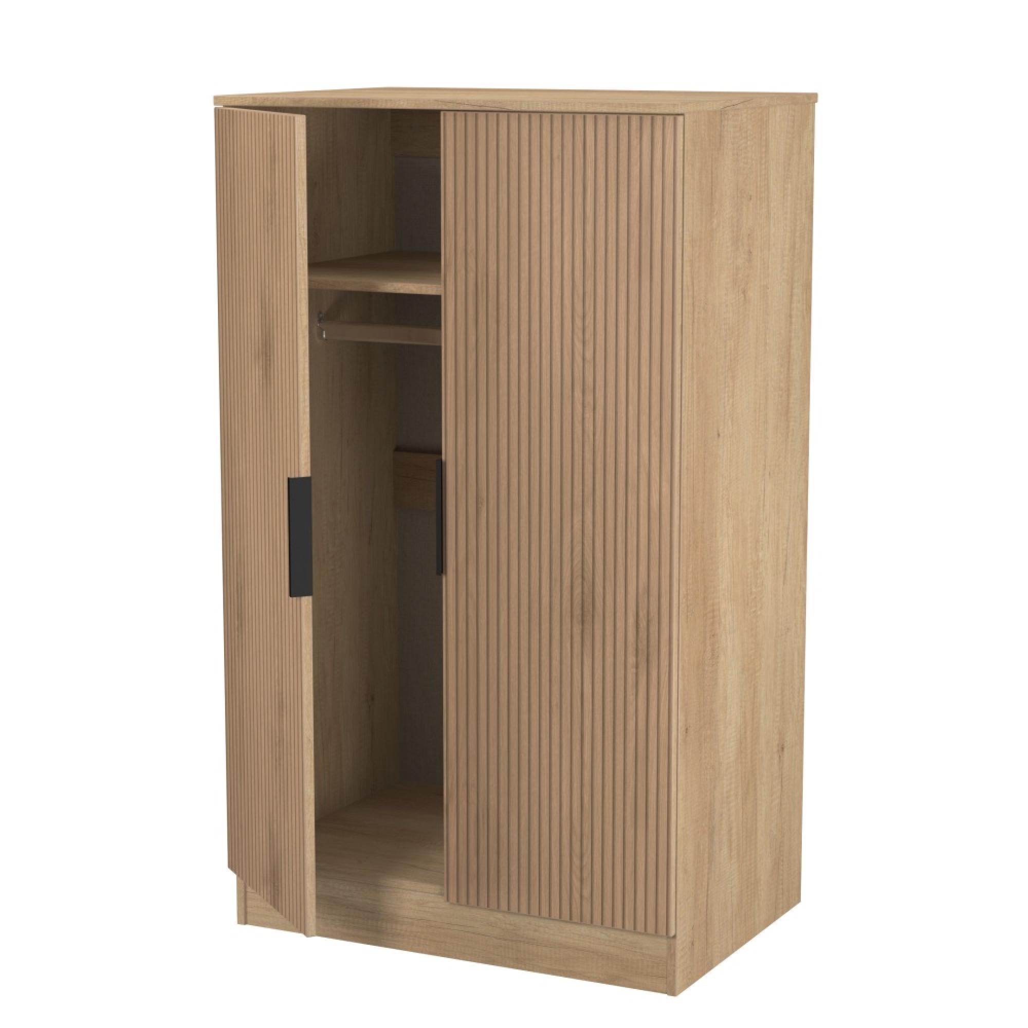 Java Fluted Wardrobe - 2 Door - Plain Midi - Natural and Nebraska