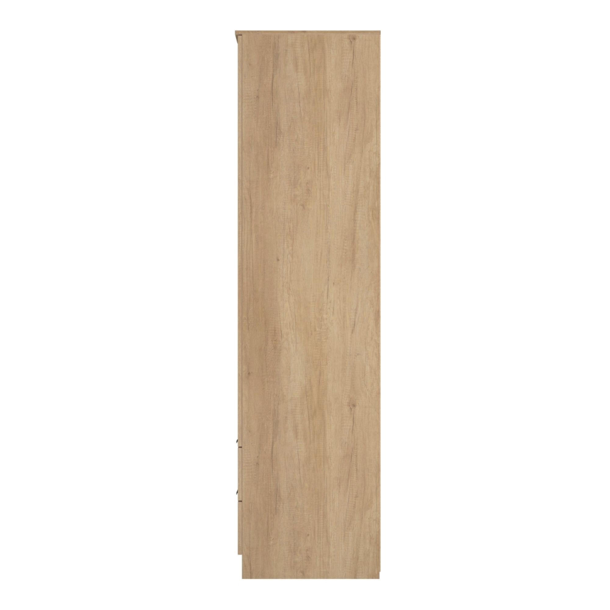 Java Fluted Wardrobe - 2 Door - Tall Combi - 1 Mirror - Natural and Nebraska