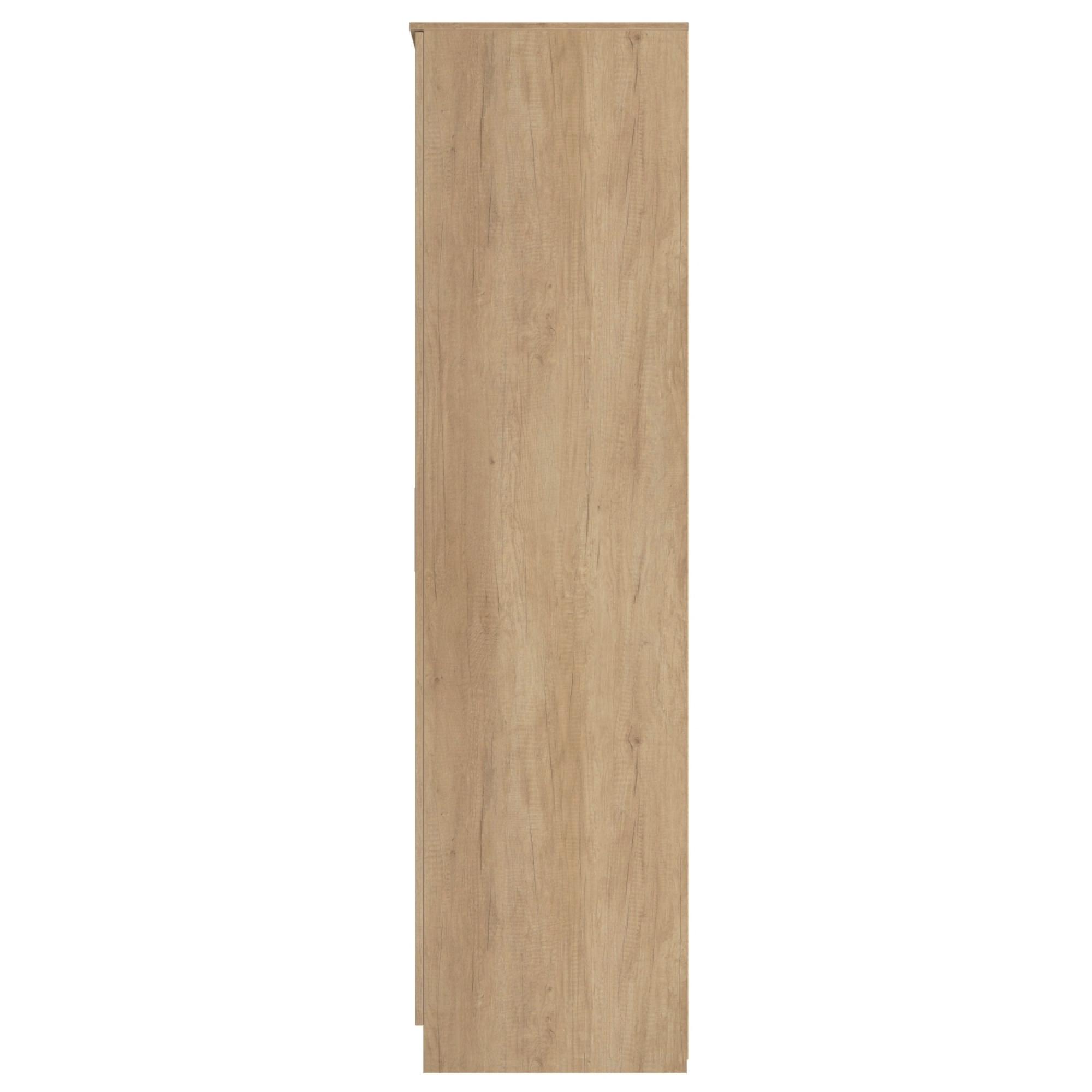 Java Fluted Wardrobe - 3 Door - Tall Triple Combi - 1 Mirror - Natural and Nebraska