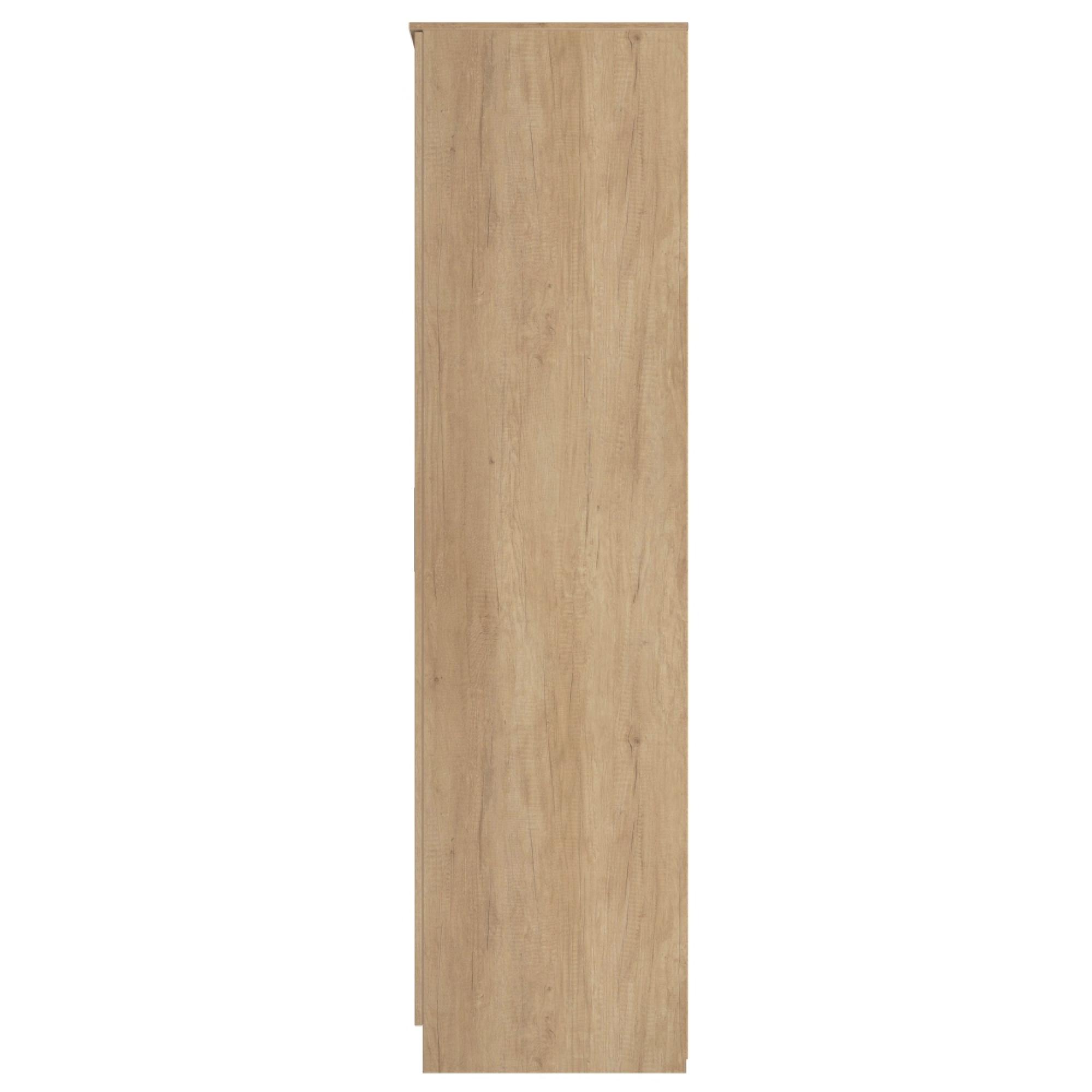 Java Fluted Wardrobe - 3 Door - Tall Triple Robe - 1 Mirror - Natural and Nebraska