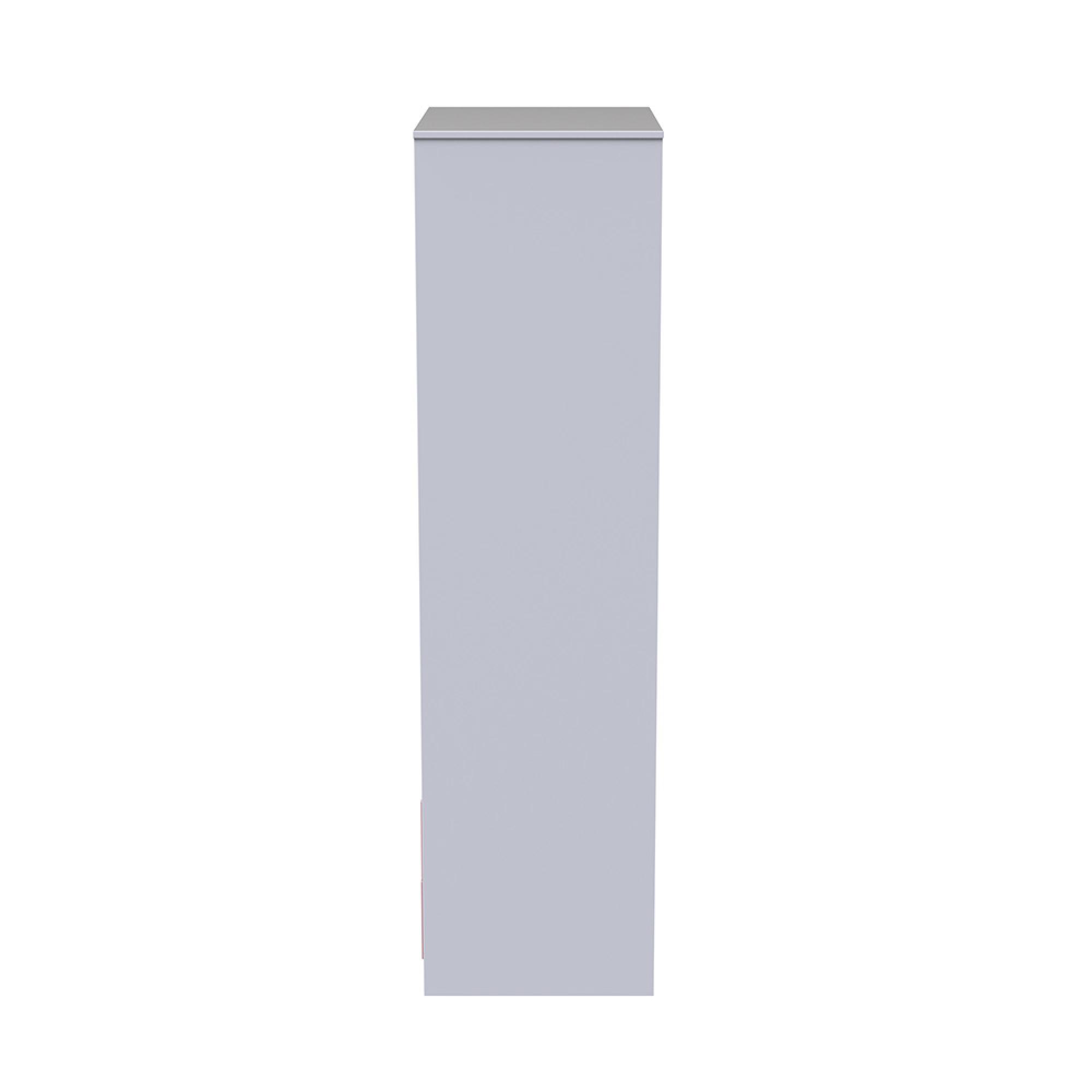 Diamond Tall Wardrobe - 2 Door - 2 Drawer - Pink and White