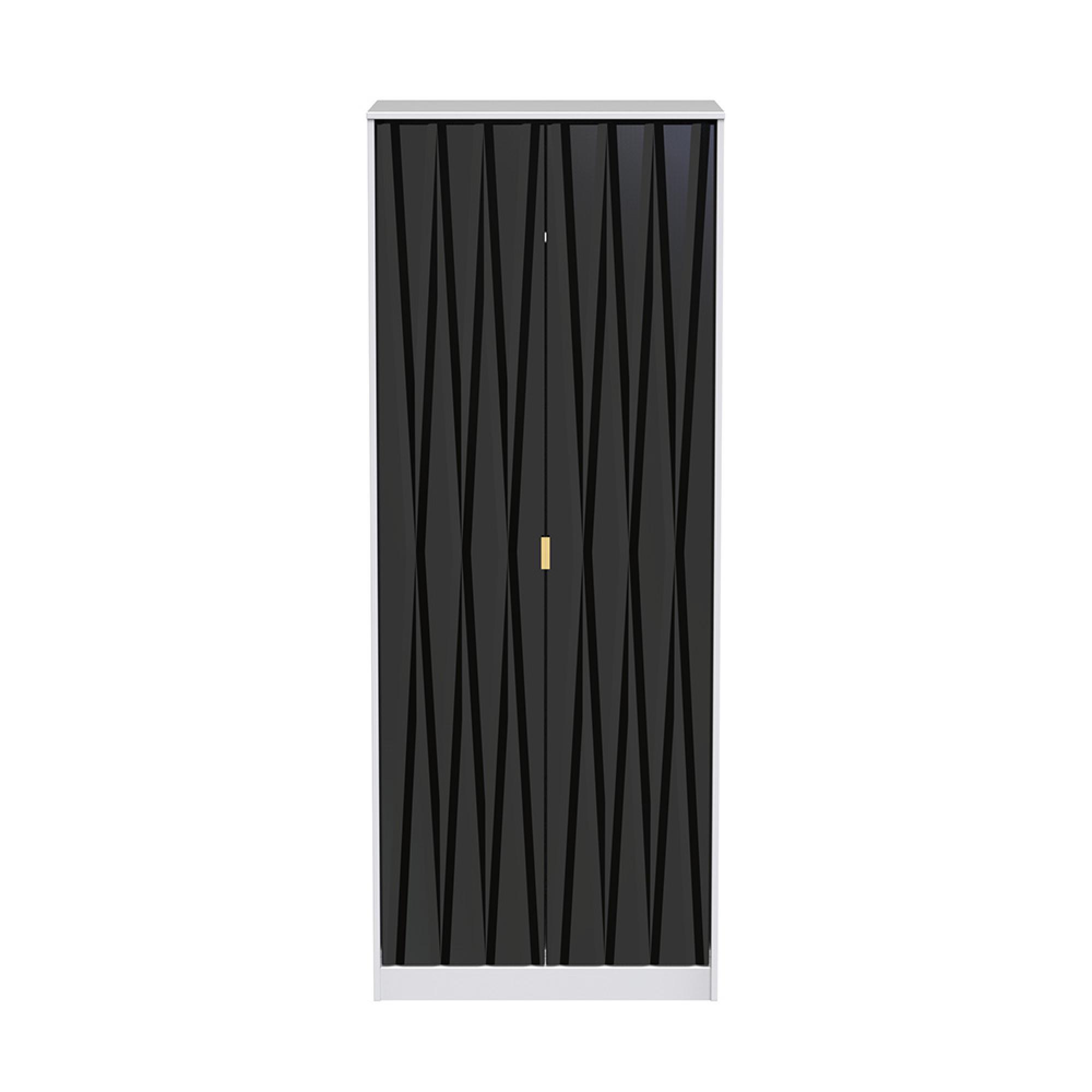 Diamond Plain Tall Wardrobe - 2 Door - Black and White