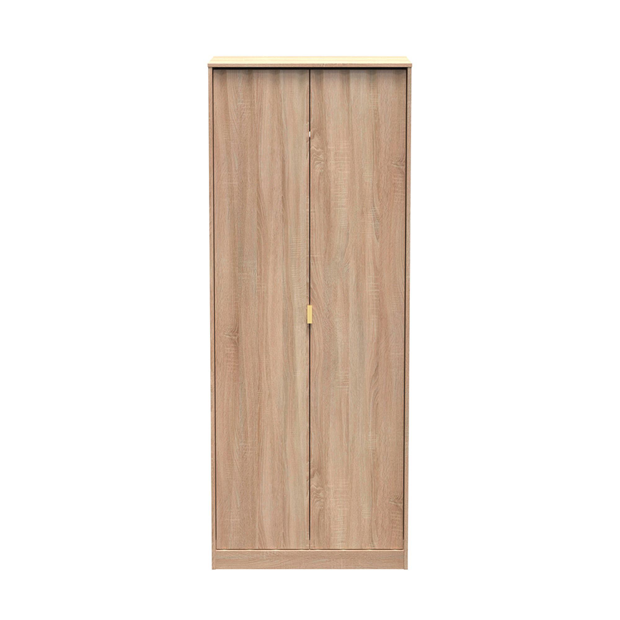 Diamond Plain Tall Wardrobe - 2 Door - Oak