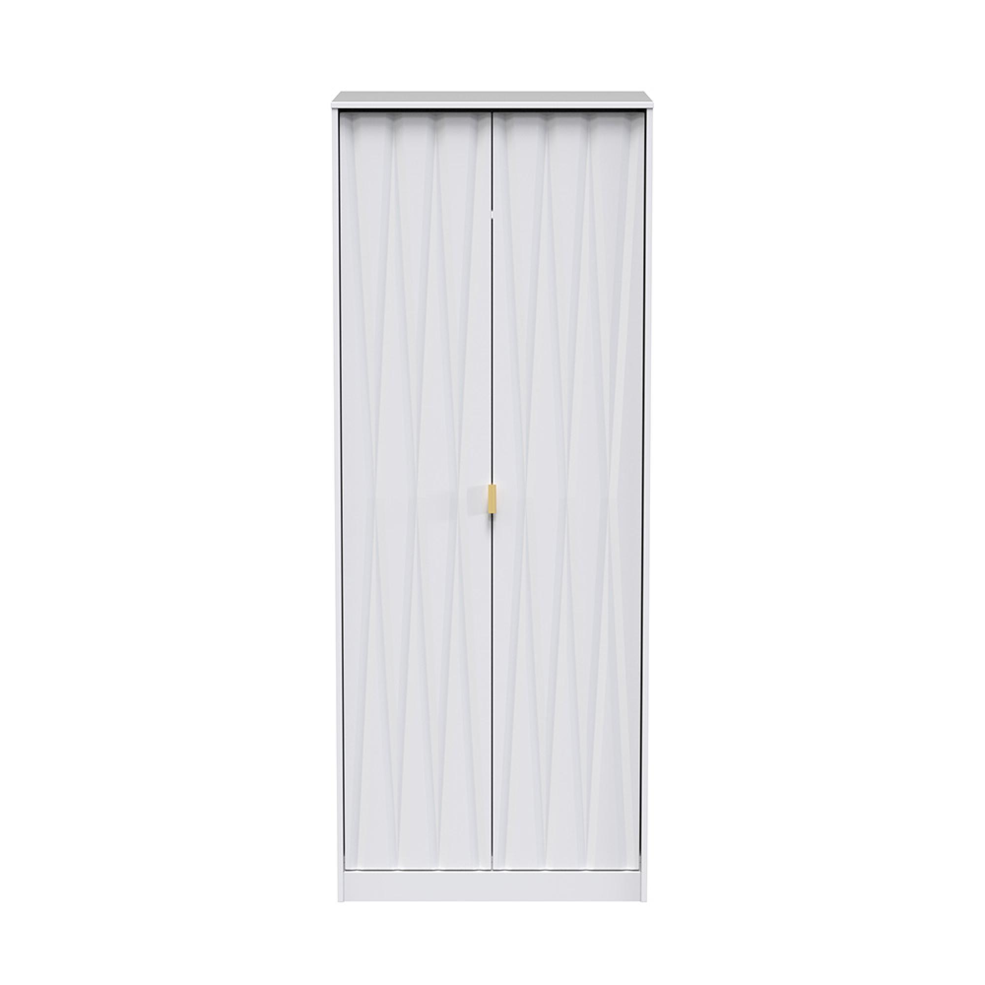 Diamond Plain Tall Wardrobe - 2 Door - White