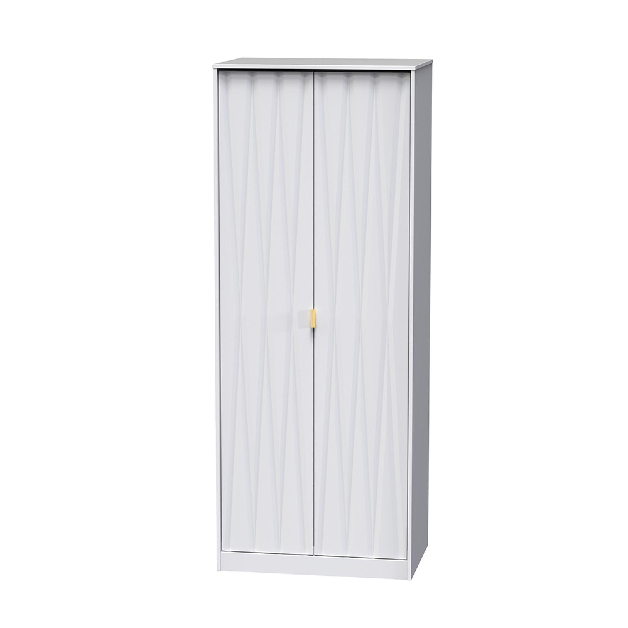 Diamond Plain Tall Wardrobe - 2 Door - White