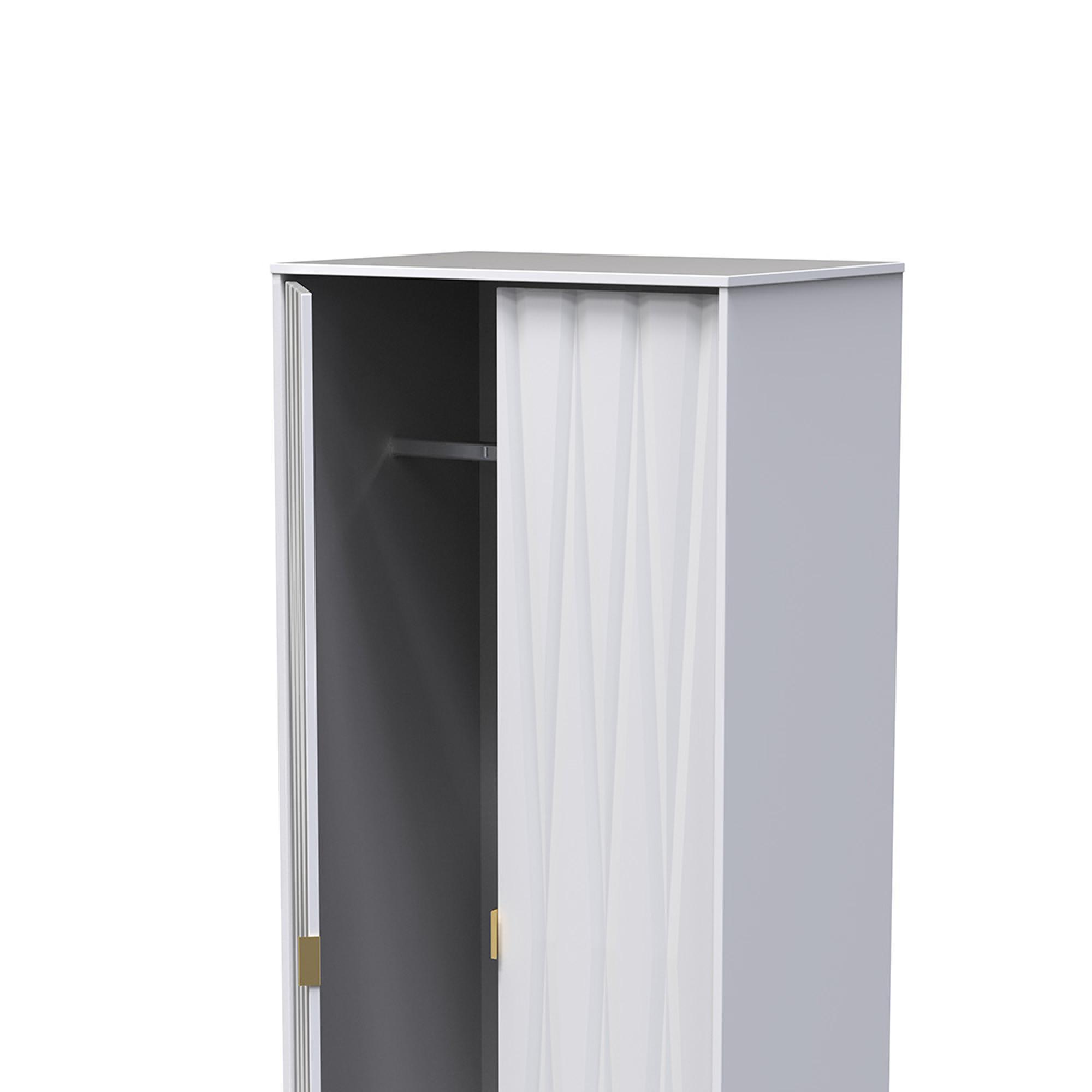 Diamond Plain Tall Wardrobe - 2 Door - White