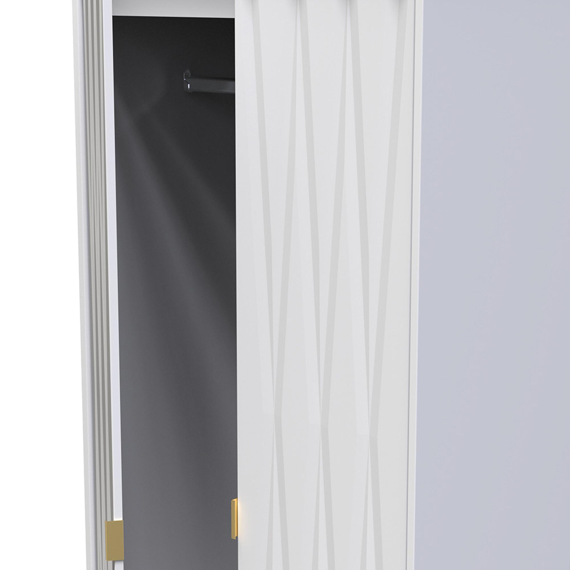 Diamond Tall Wardrobe - 2 Door - 2 Drawer - White