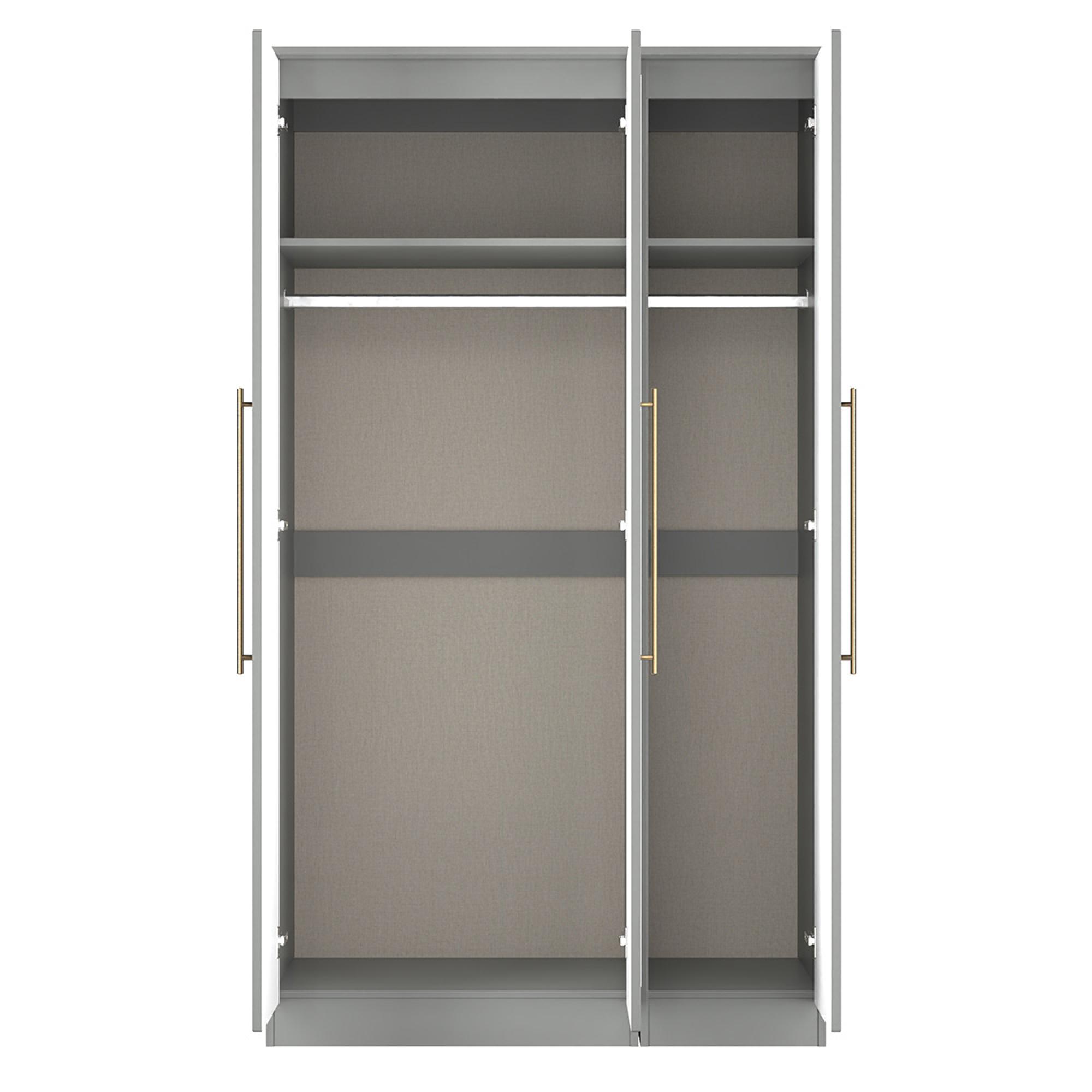 Haworth Wardrobe - 3 Door - Tall Triple - 1 Mirror - Grey