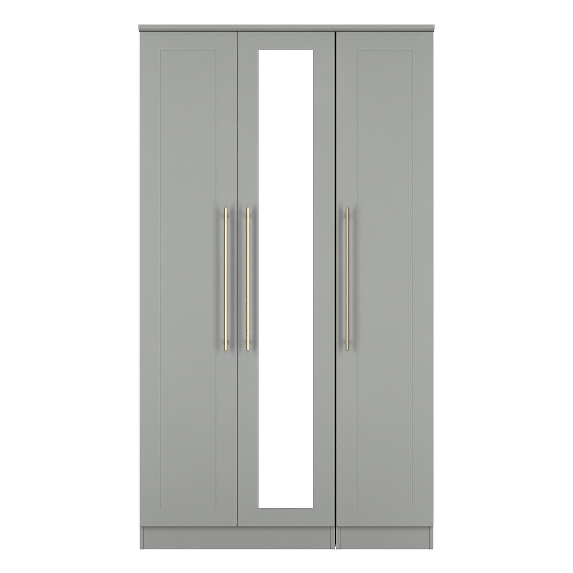 Haworth Wardrobe - 3 Door - Tall Triple - 1 Mirror - Grey