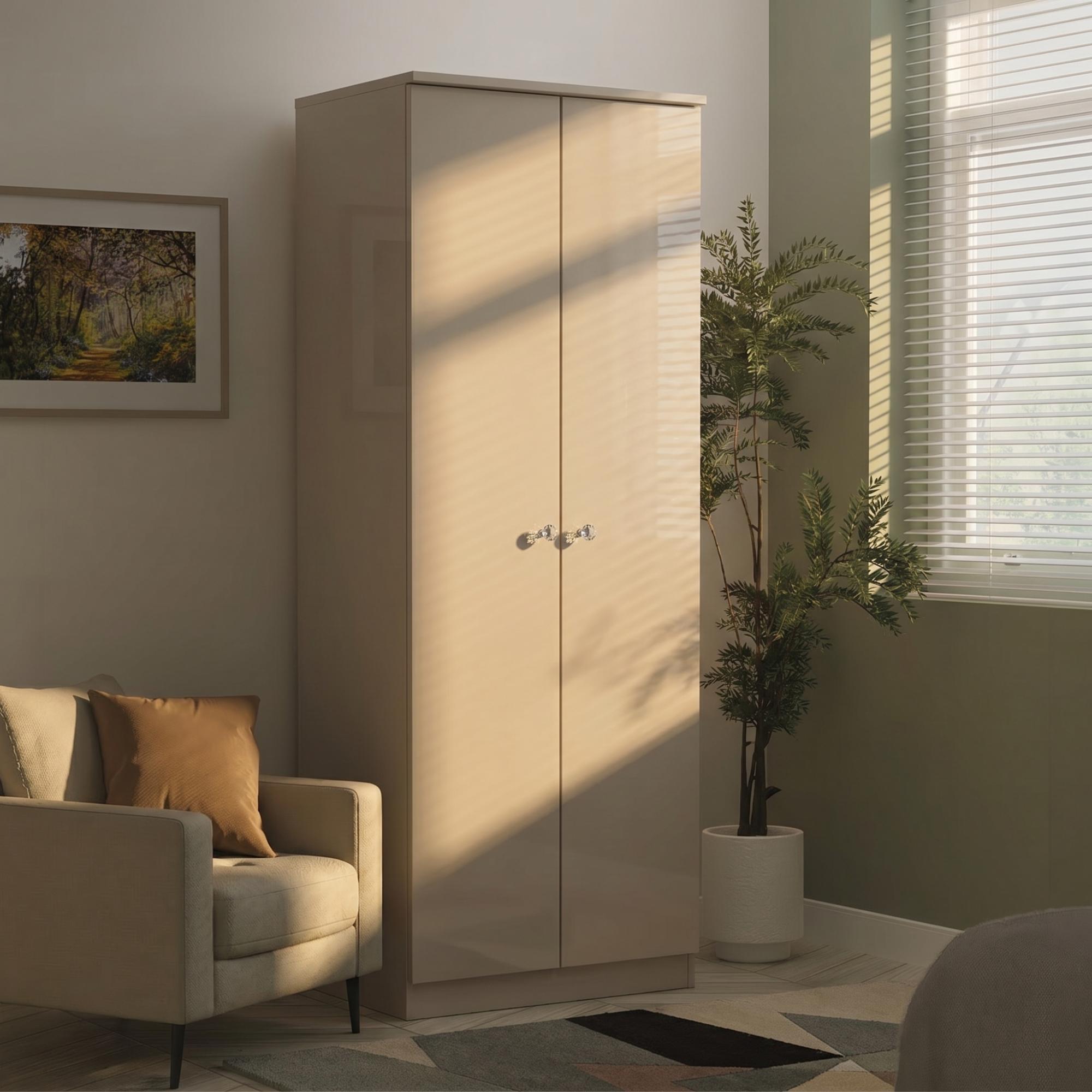 Lumiere Wardrobe - 2 Door - Plain - Cashmere