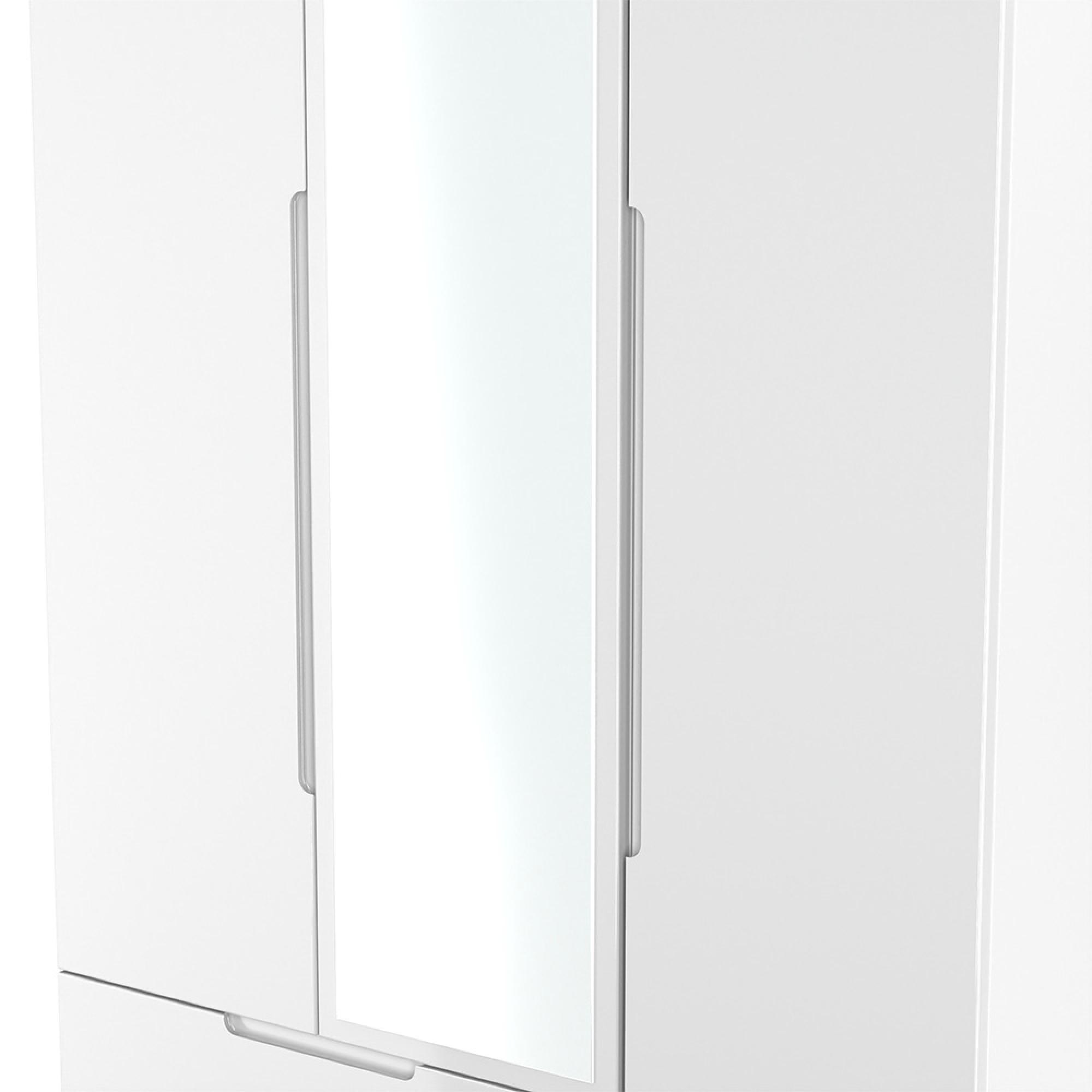Milan Wardrobe - 3 Door - 1 Mirror - LHF 2 Drawer - Tall - Combi - White Gloss