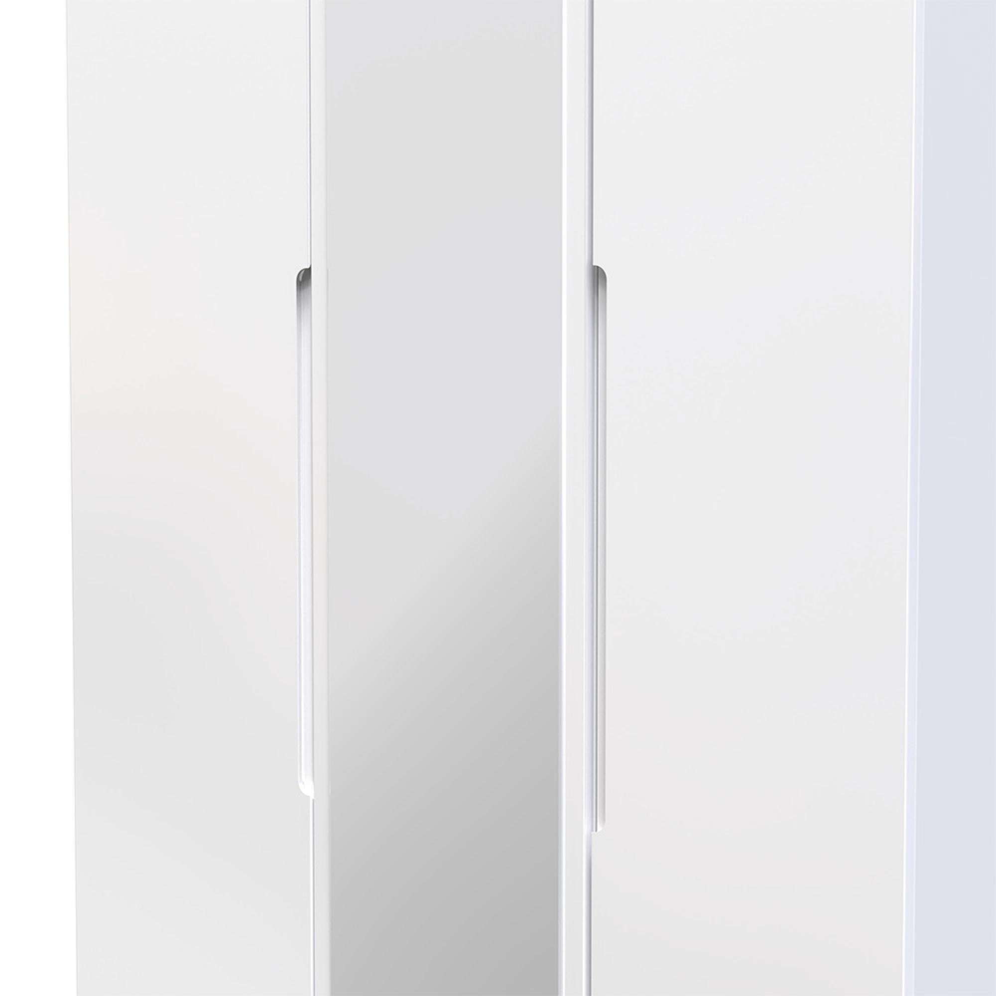 Milan Wardrobe - 3 Door - 1 Mirror - Tall - Triple - White Gloss