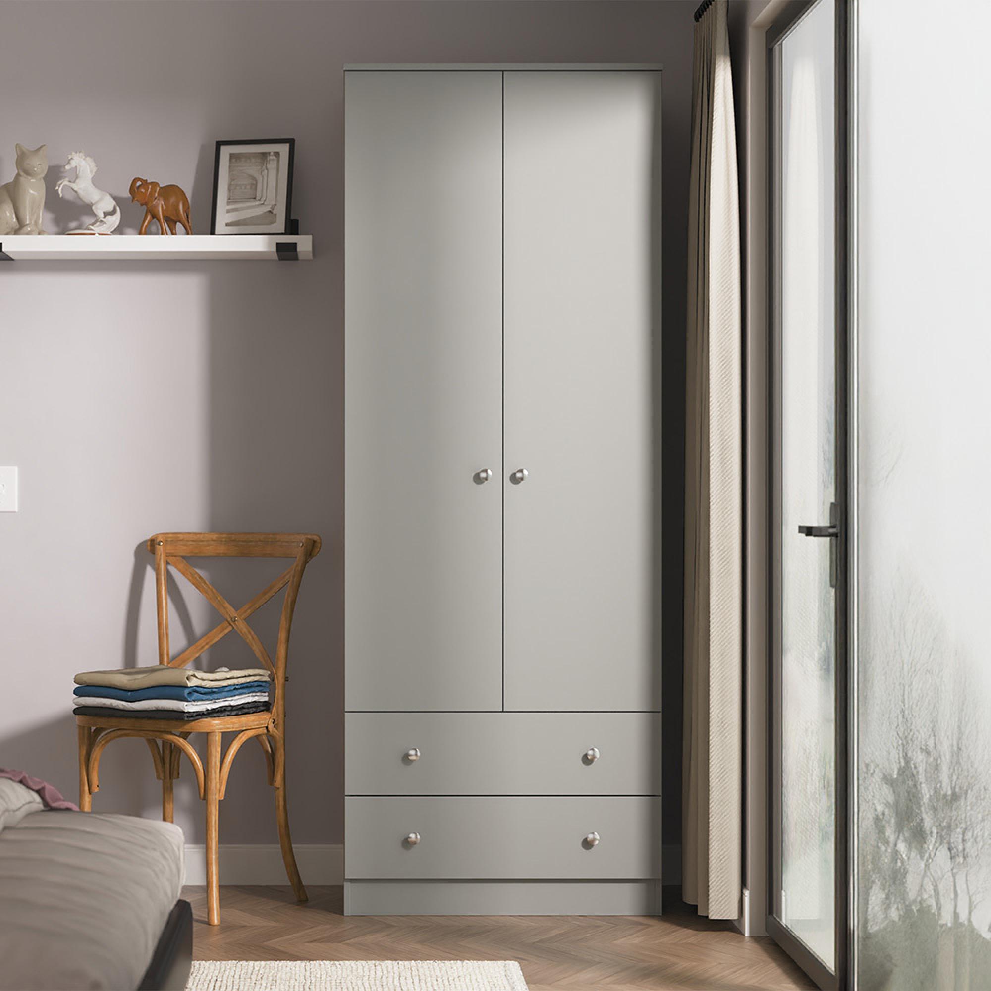 Yarmouth Wardrobe - 2 Door - 2 Drawer - Tall - Dusk Grey
